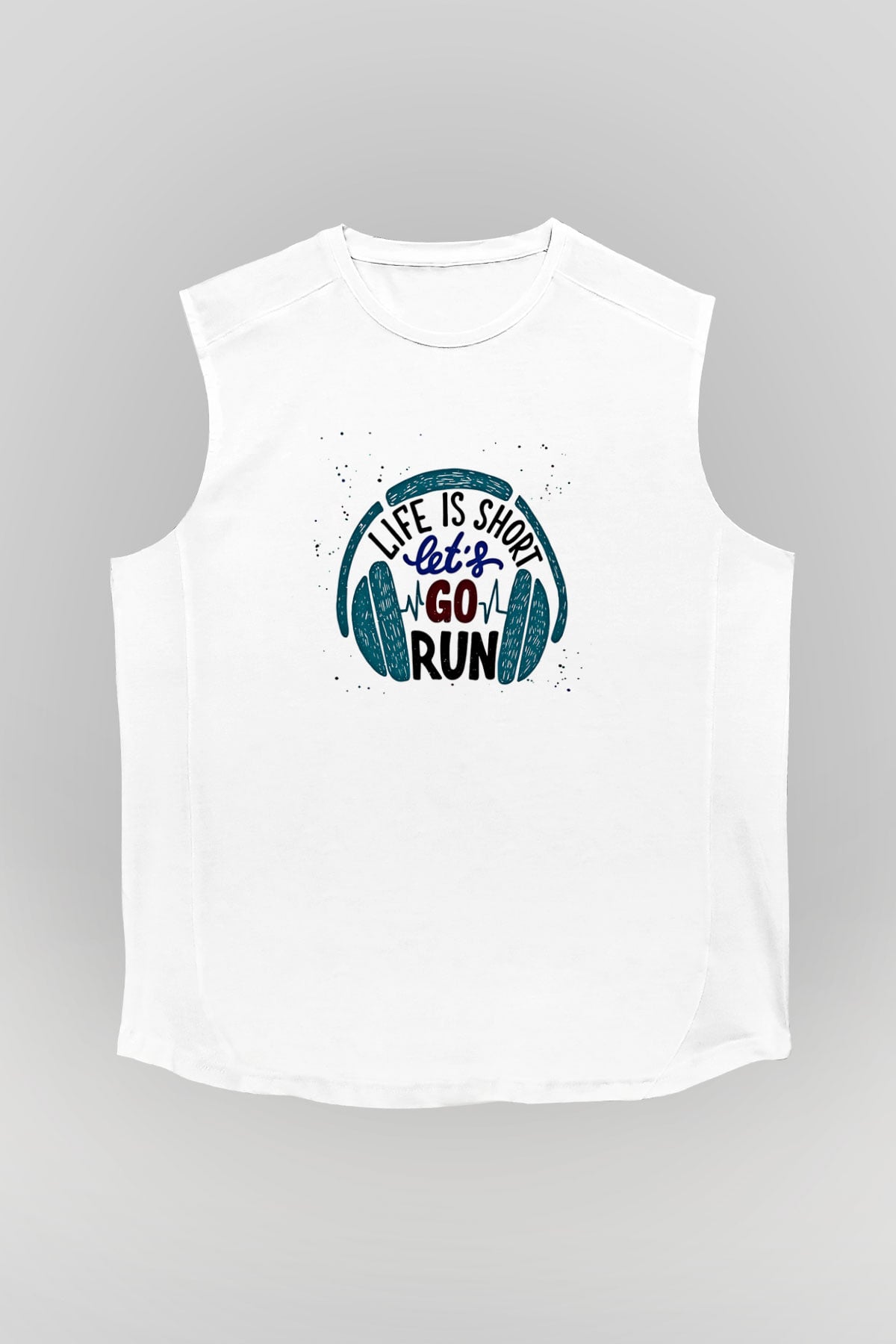 Atletizm Baskılı Unisex Kolsuz Beyaz Tişört
