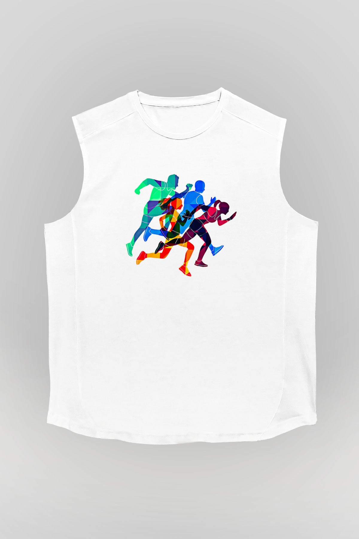 Atletizm Baskılı Unisex Kolsuz Beyaz Tişört
