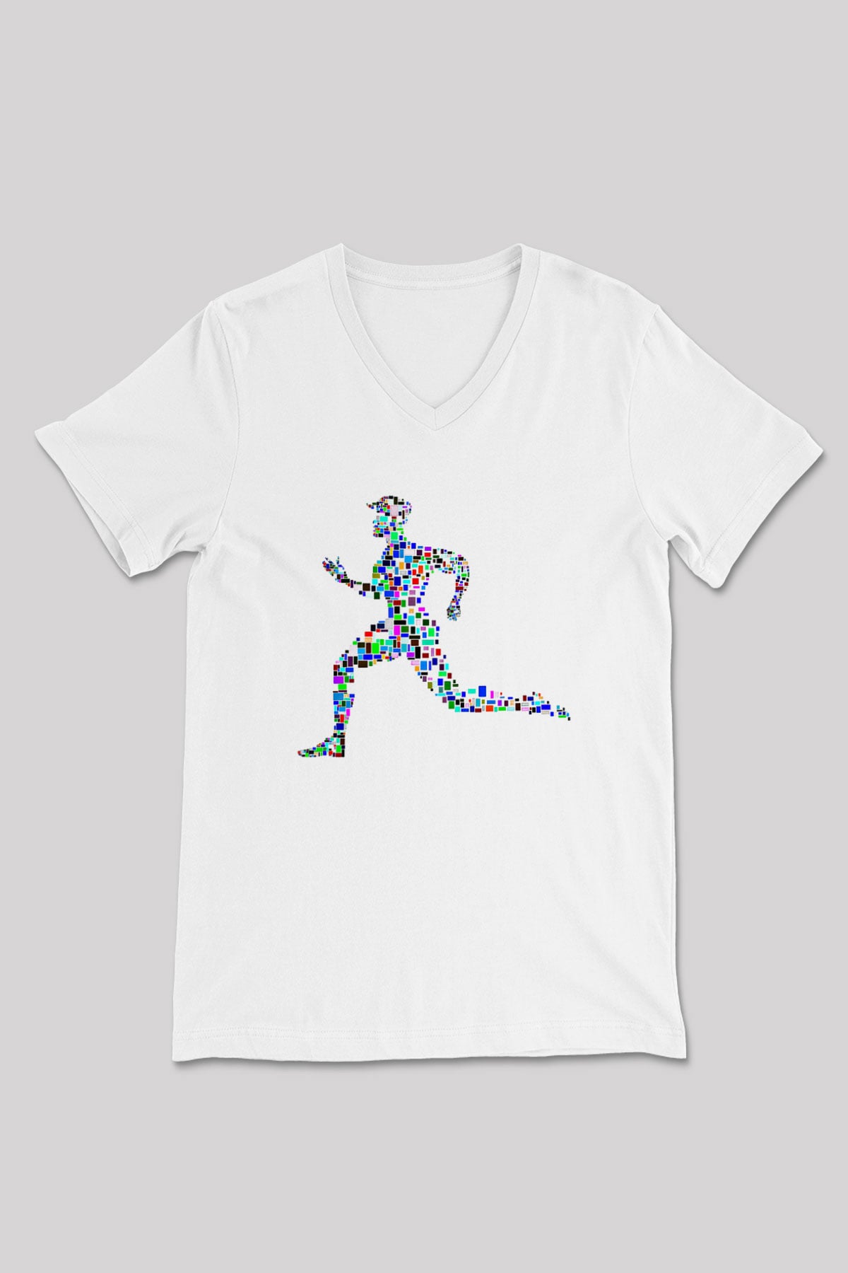 Atletizm Baskılı Unisex V Yaka Tişört - Tshirt