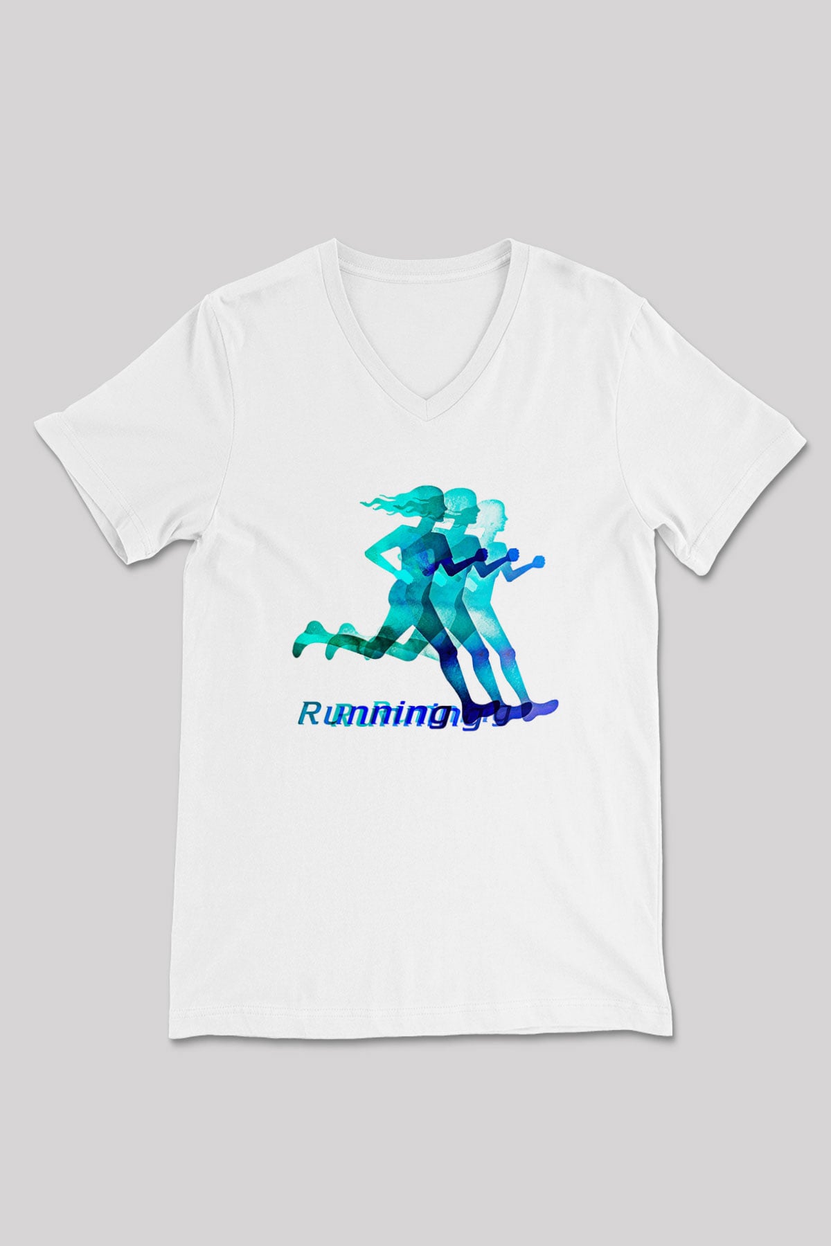 Atletizm Baskılı Unisex V Yaka Tişört - Tshirt