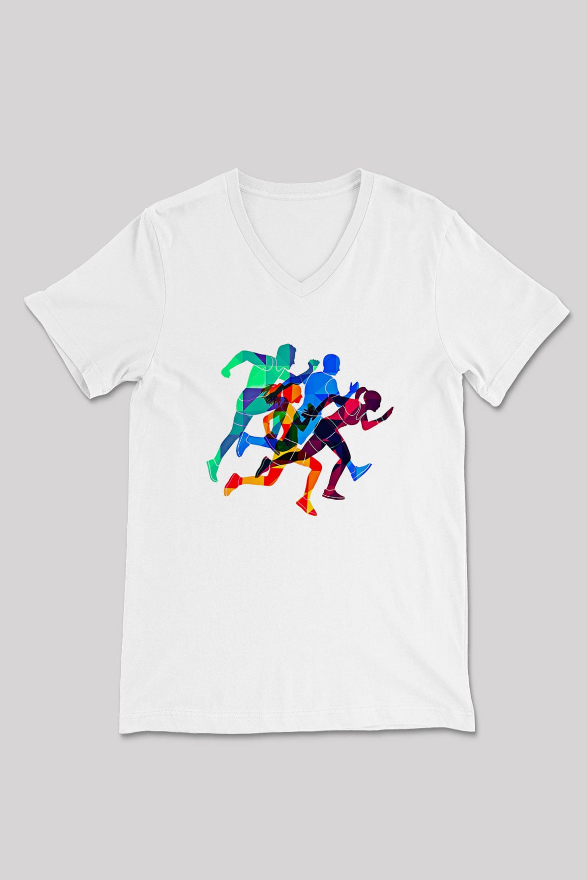 Atletizm Baskılı Unisex V Yaka Tişört - Tshirt