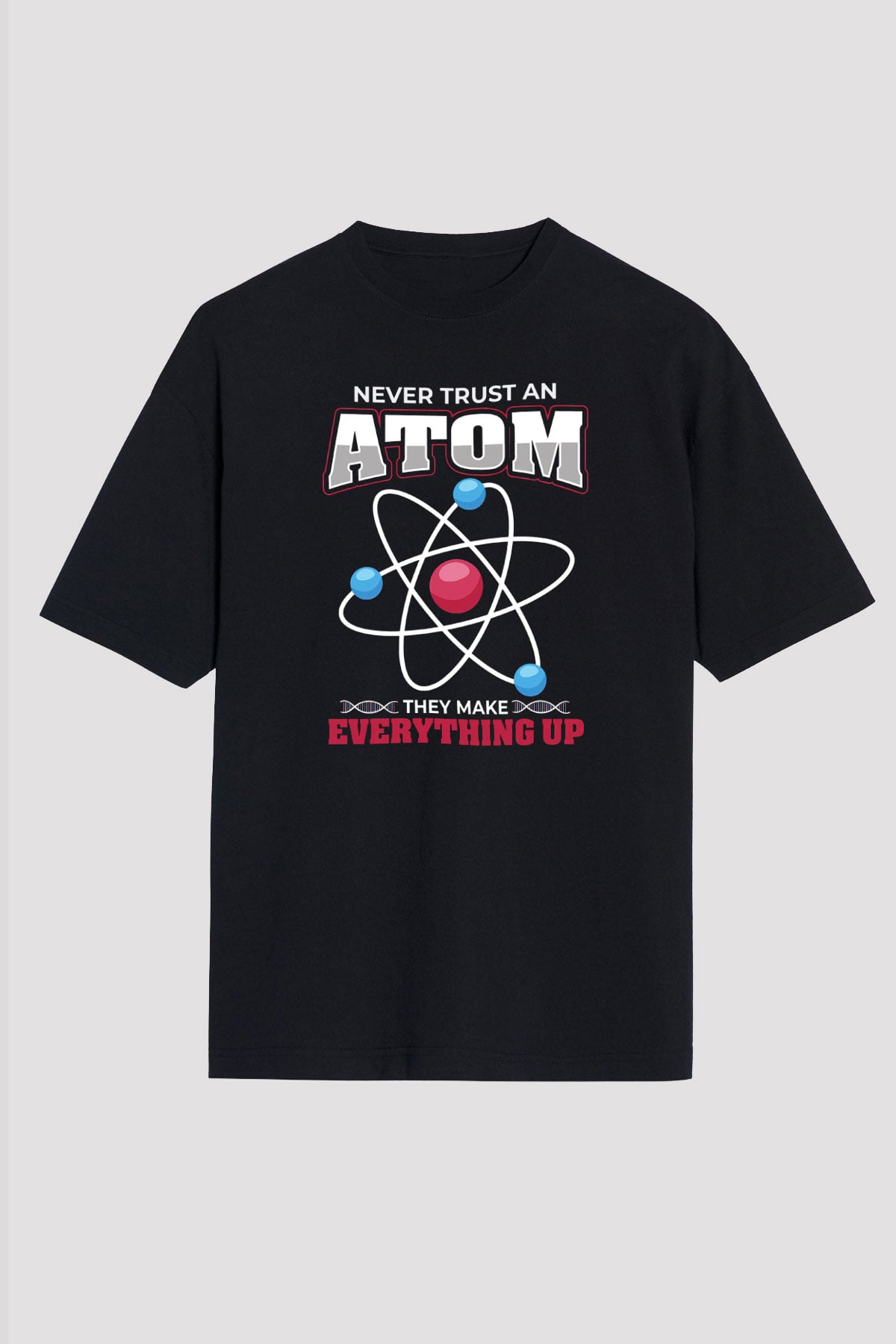 Atom Baskılı Unisex Oversize Tişört - Tshirt