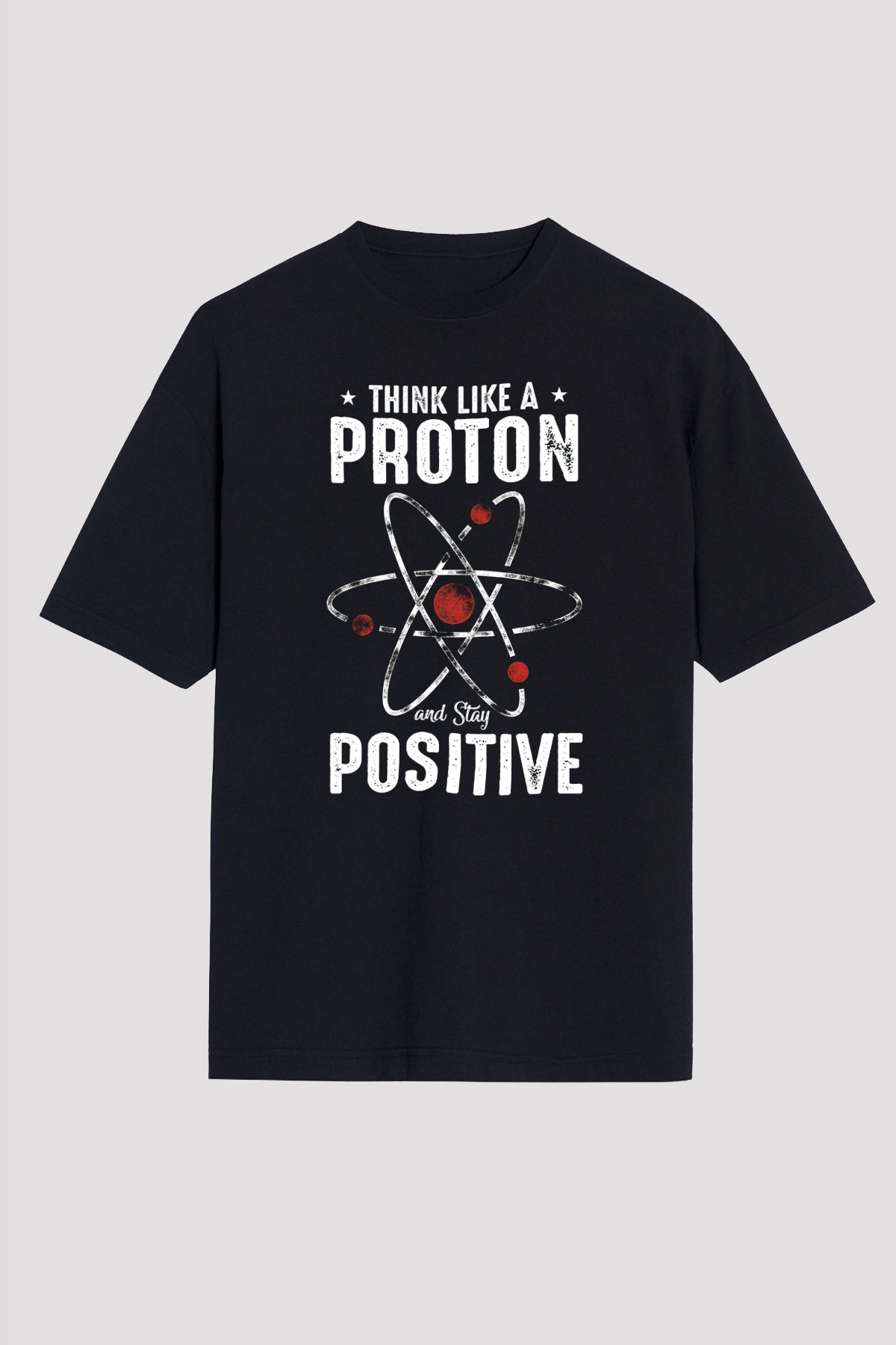 Atom Proton Baskılı Unisex Oversize Tişört - Tshirt