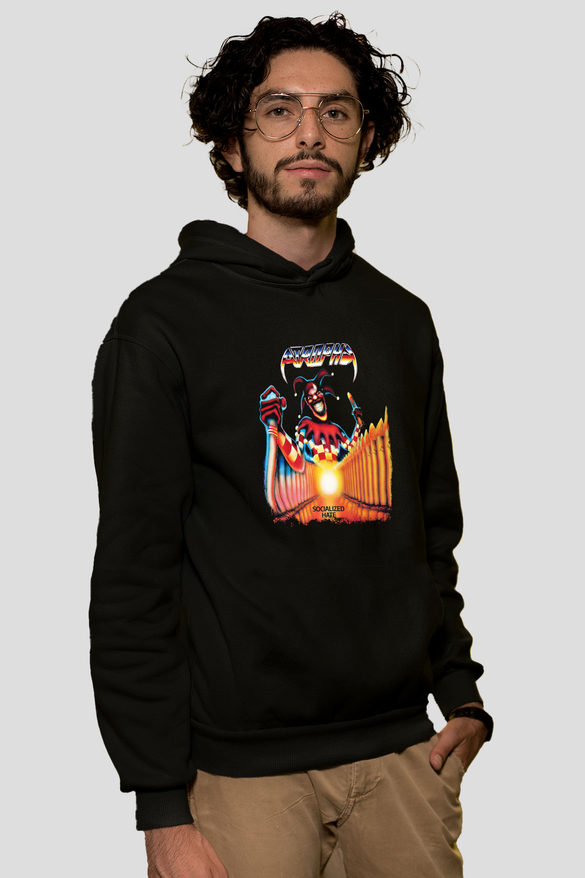 Atrophy Baskılı Unisex Siyah Hoodie