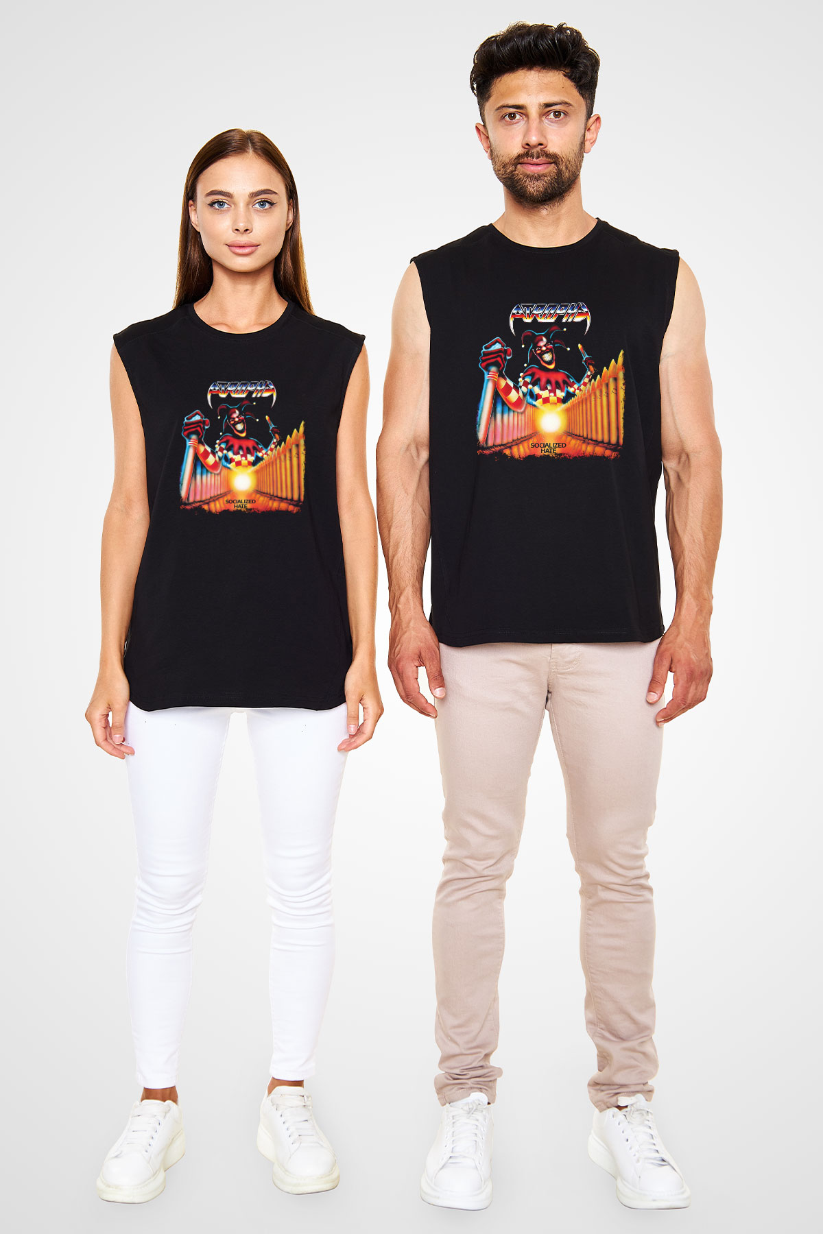 Atrophy Baskılı Unisex Siyah Kolsuz Tişört