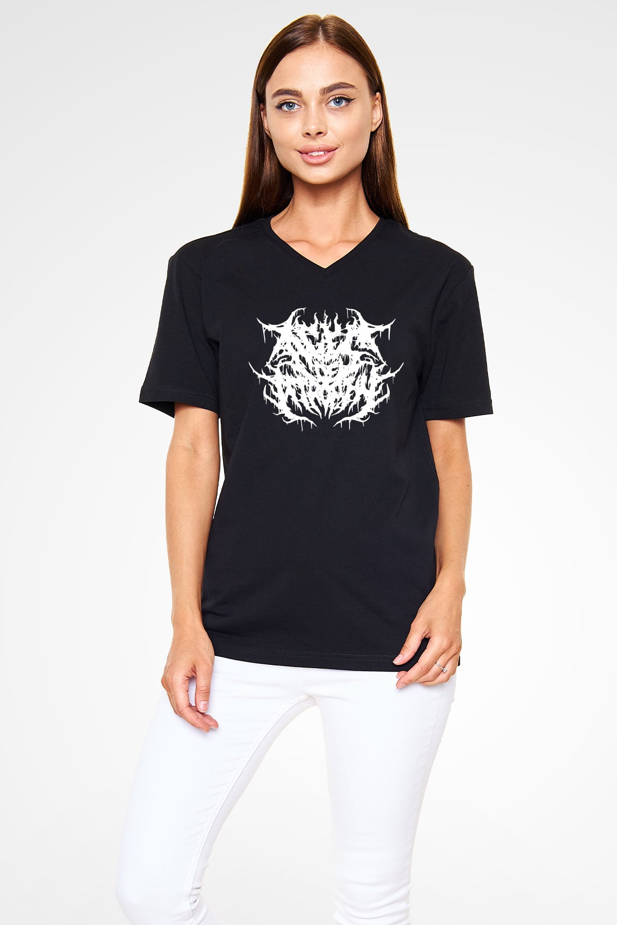 Atrophy Siyah Unisex V Yaka Tişört T-Shirt