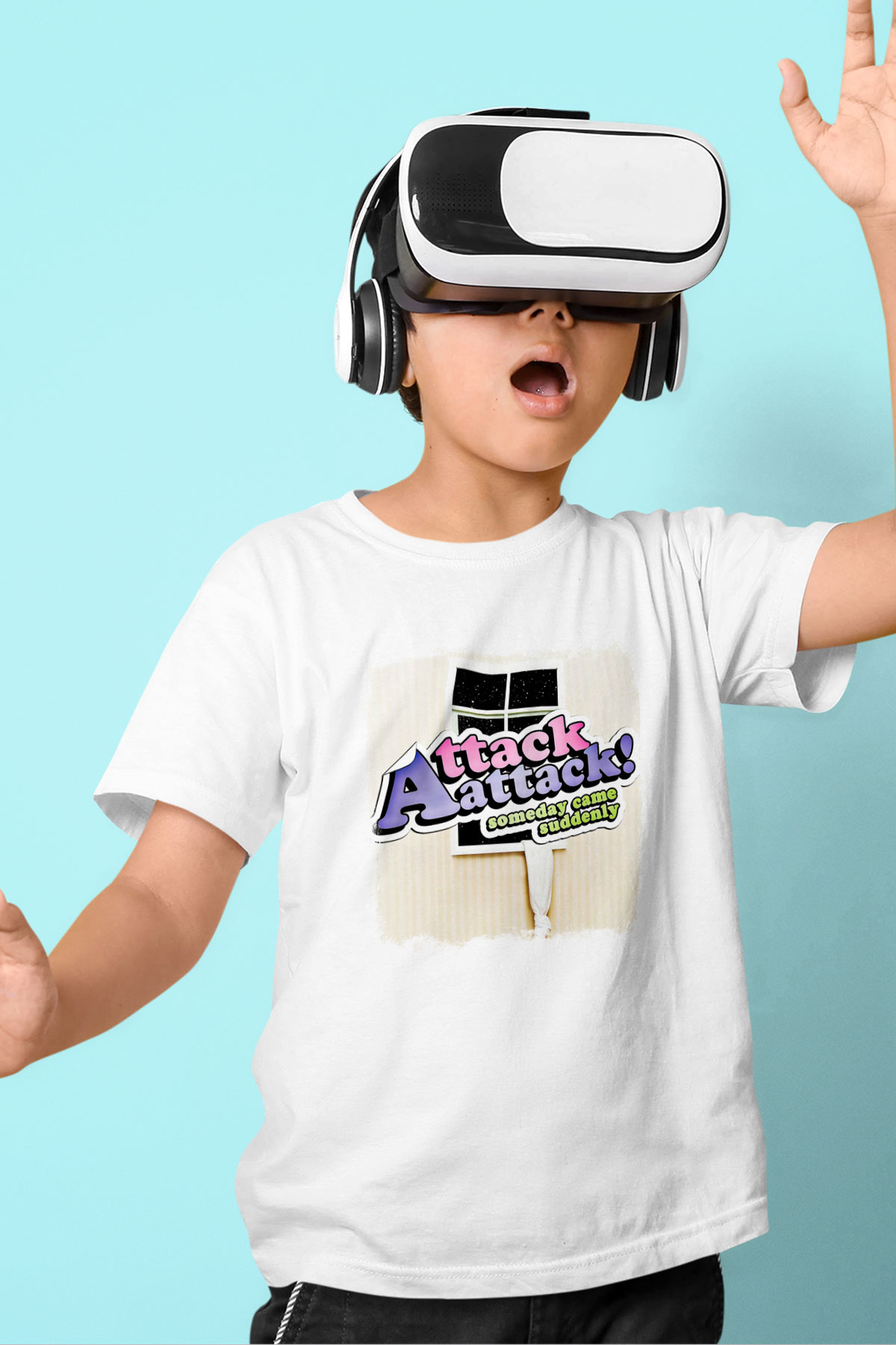 Attack Attack! Baskılı Unisex Beyaz Çocuk Tişört