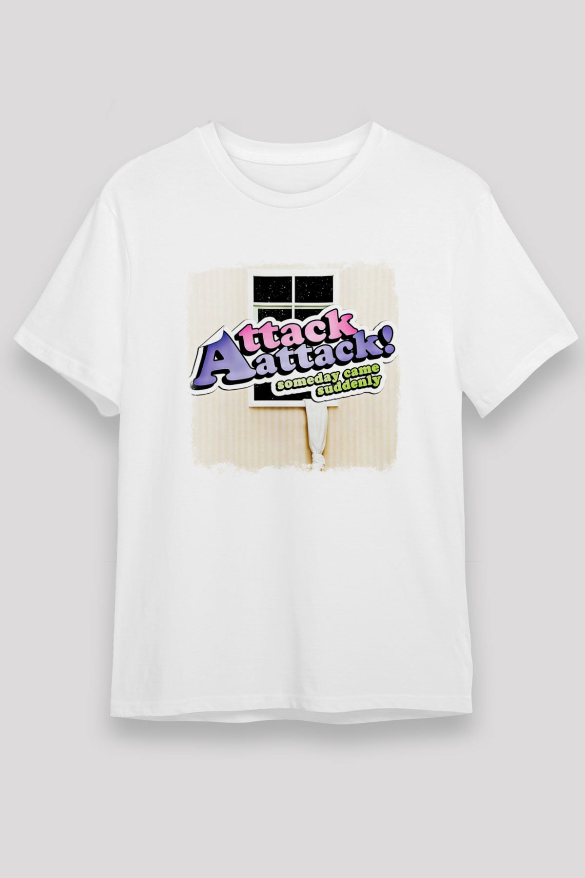 Attack Attack! Baskılı Unisex Beyaz Tişört