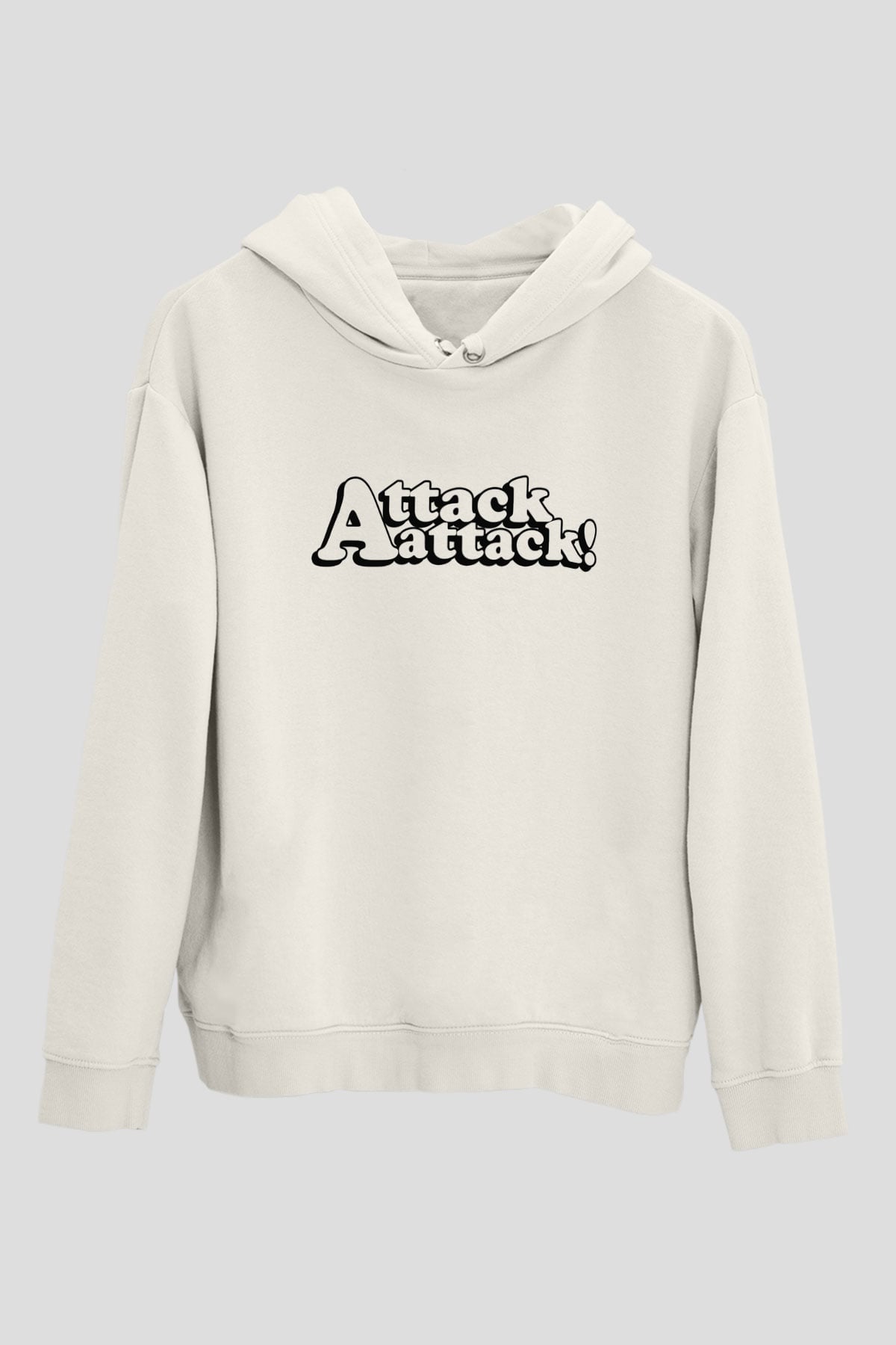 Attack Attack Beyaz Unisex Kapşonlu Sweatshirt