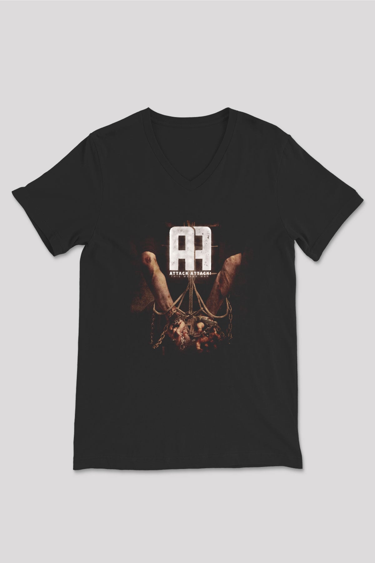 Attack Attack Siyah Unisex V Yaka Tişört