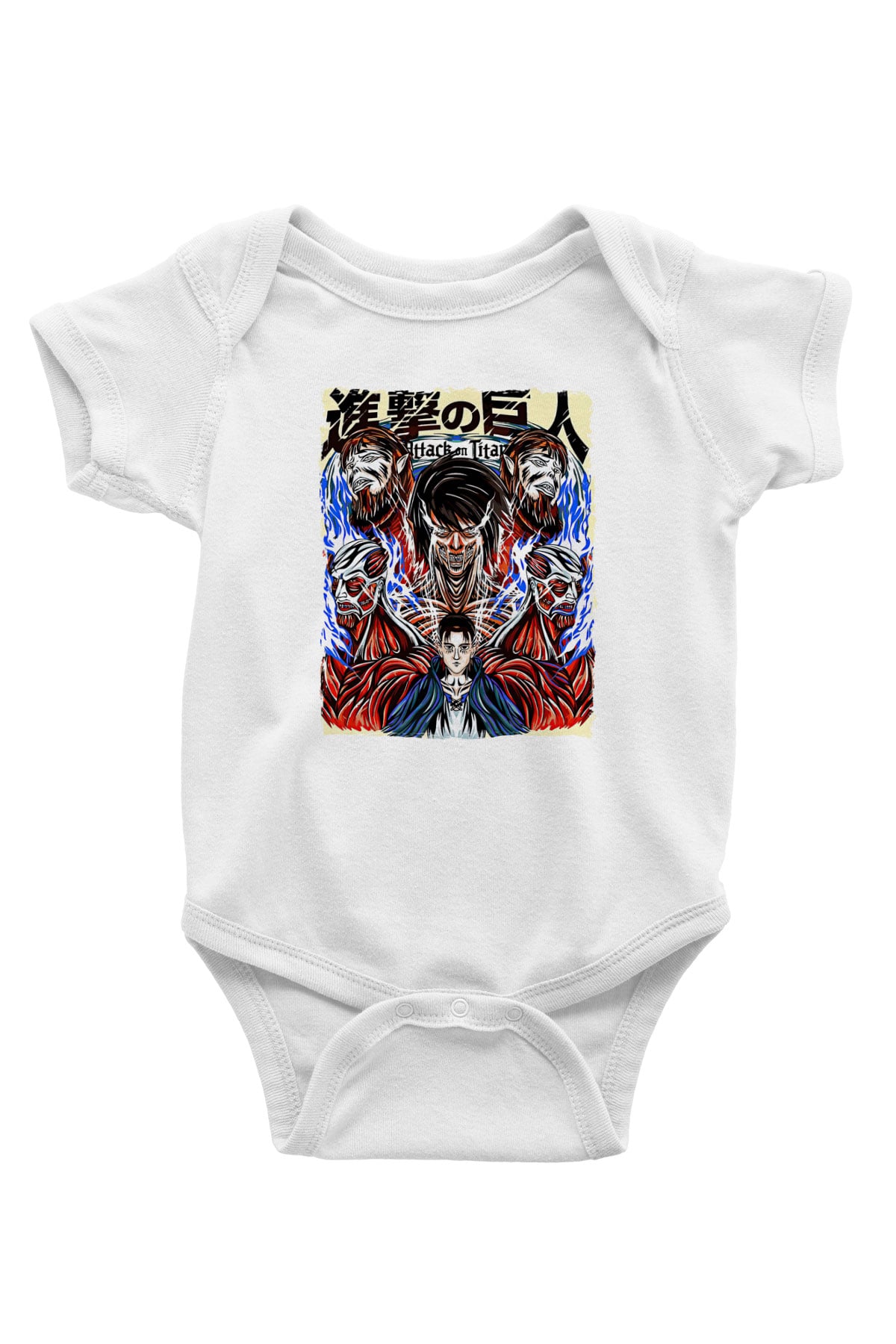 Attack On Titan Baskılı Beyaz Unisex Bebek Body - Zıbın