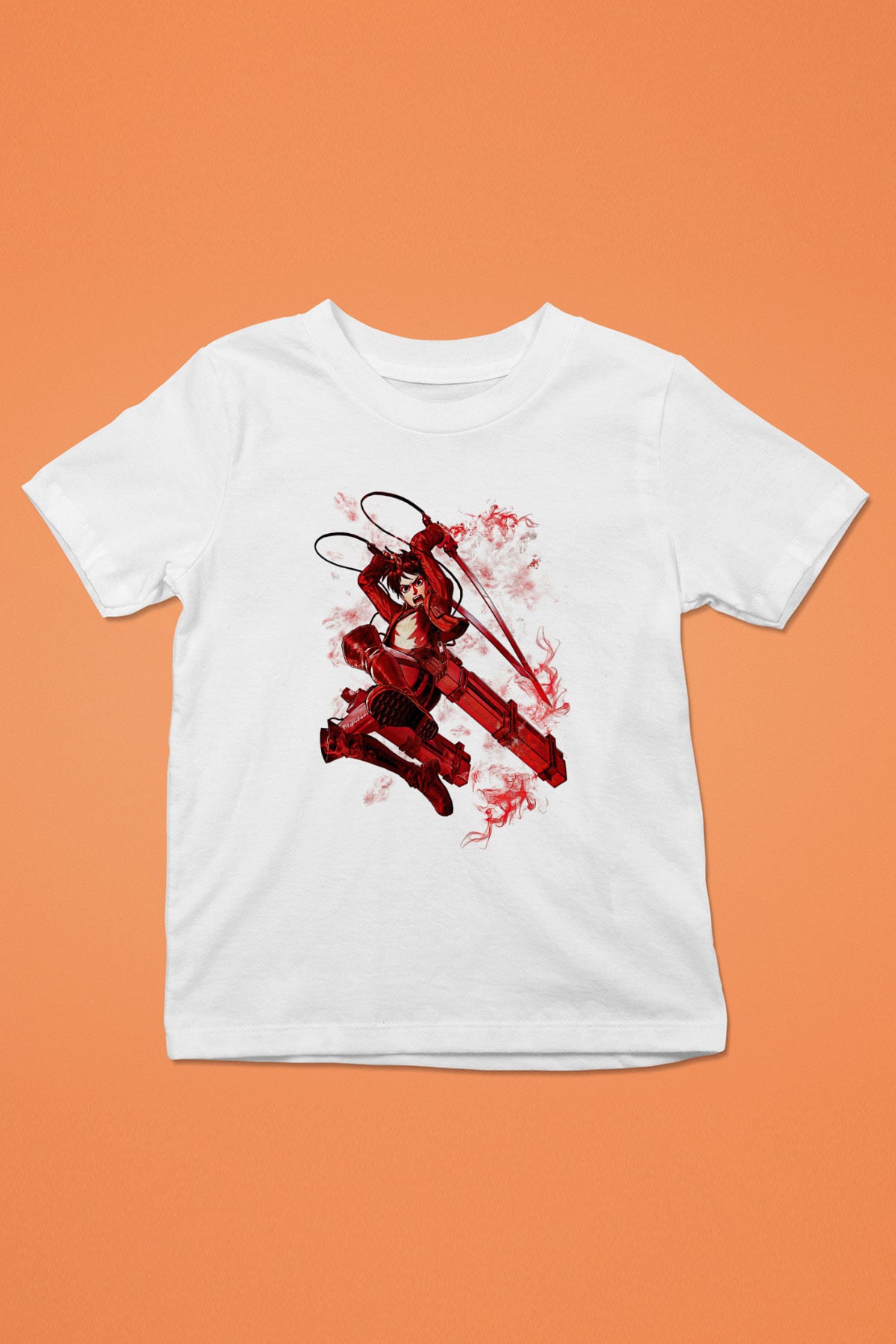 Attack On Titan Baskılı Beyaz Unisex Beyaz Çocuk Tişört - Tshirt