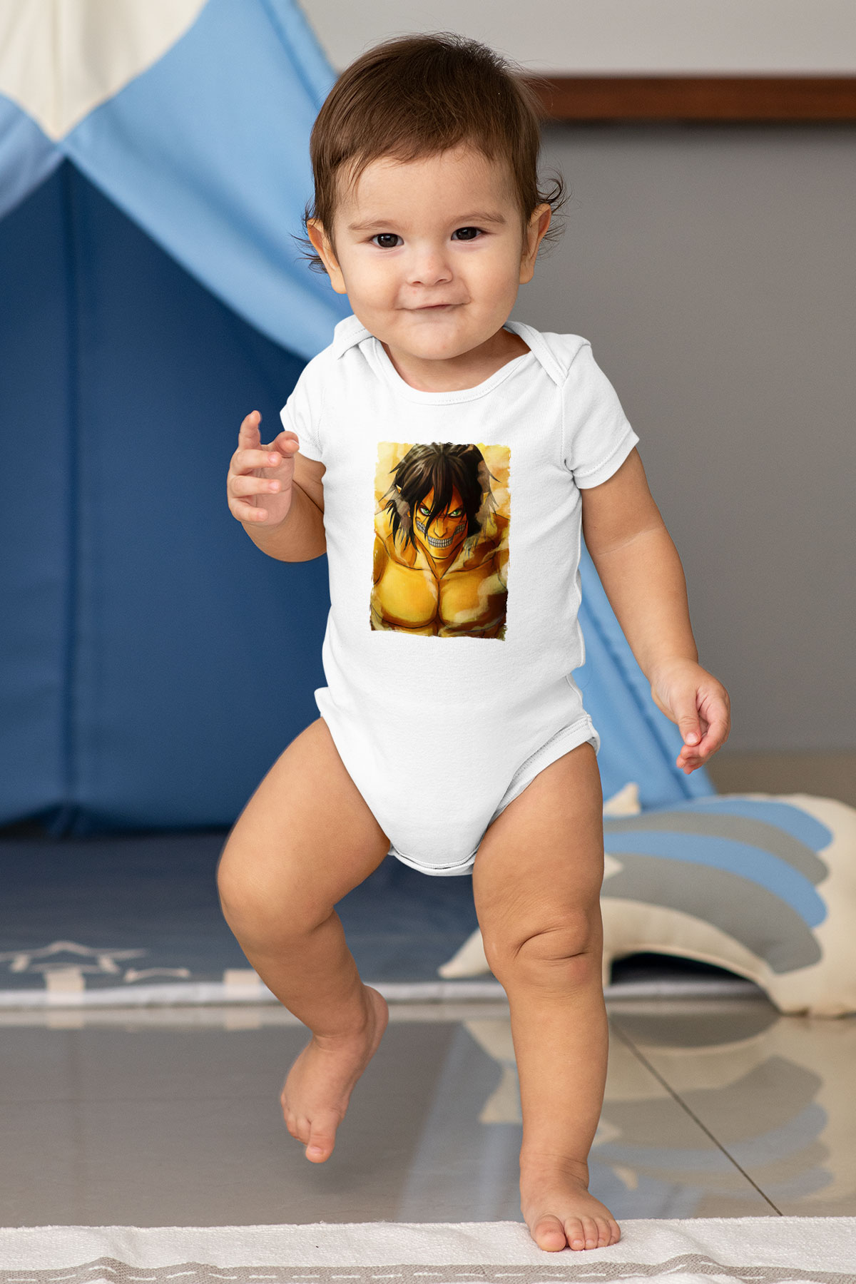 Attack On Titan Baskılı Beyaz Unisex Bebek Body - Zıbın
