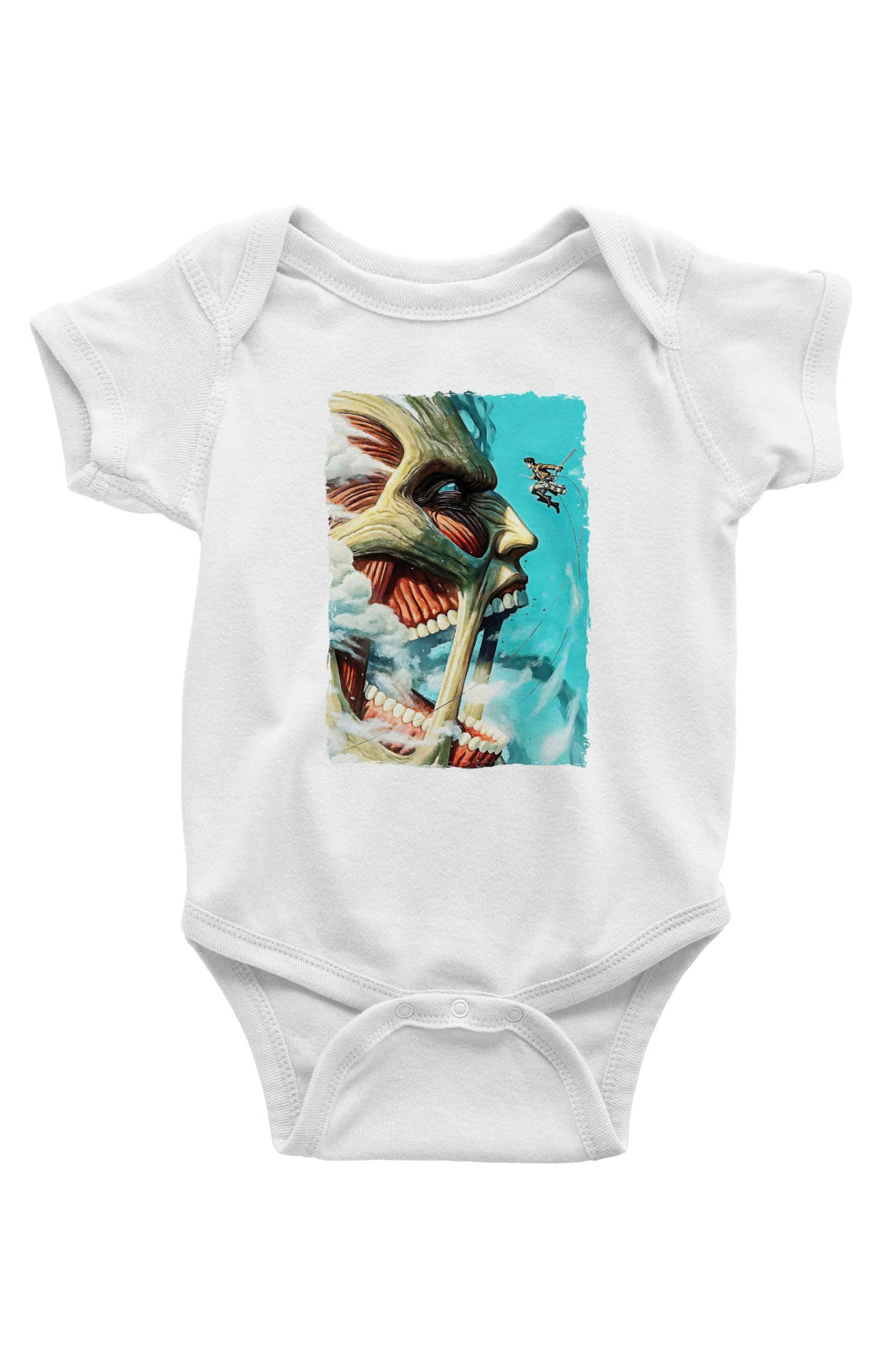 Attack On Titan Baskılı Beyaz Unisex Bebek Body - Zıbın
