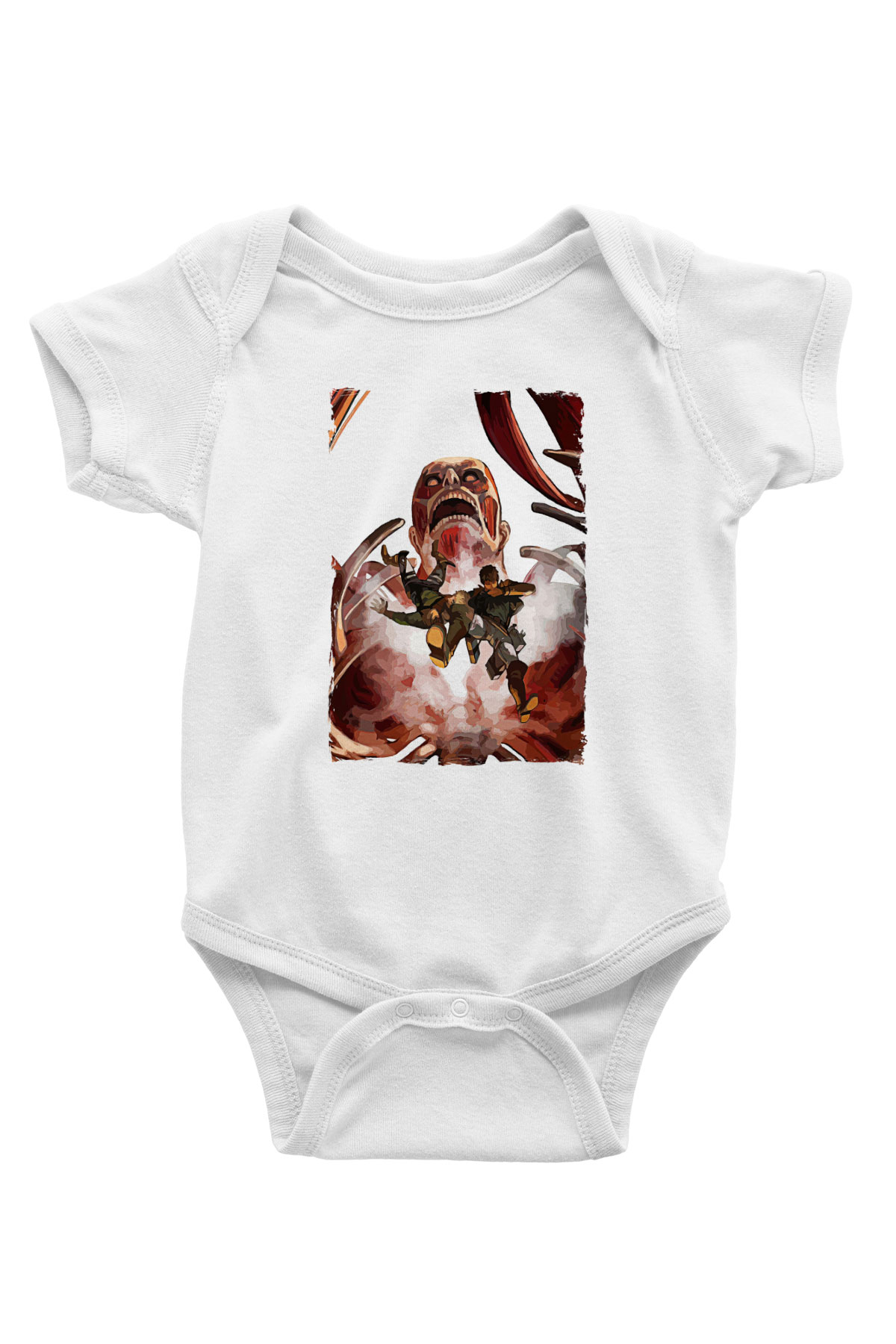 Attack On Titan Baskılı Beyaz Unisex Bebek Body - Zıbın