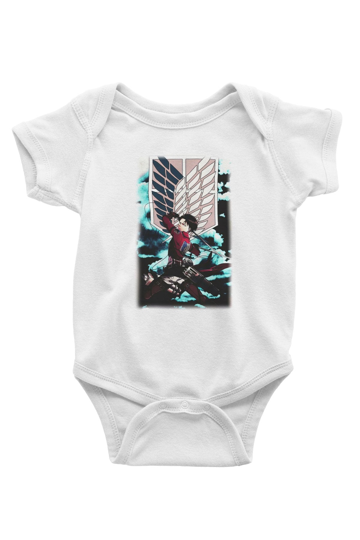 Attack on Titan Baskılı Beyaz Unisex Bebek Body - Zıbın
