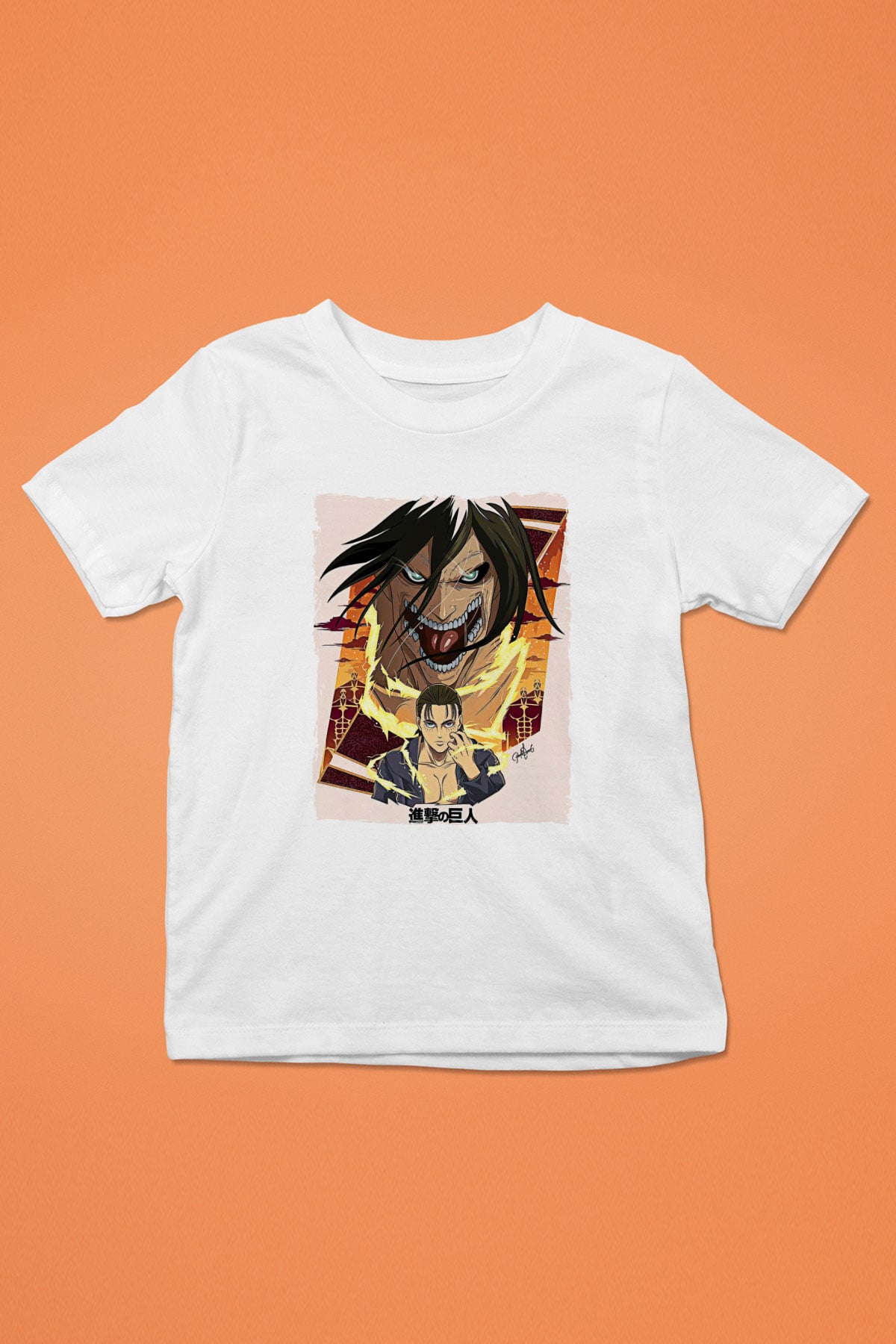 Attack On Titan Baskılı Beyaz Unisex Beyaz Çocuk Tişört - Tshirt