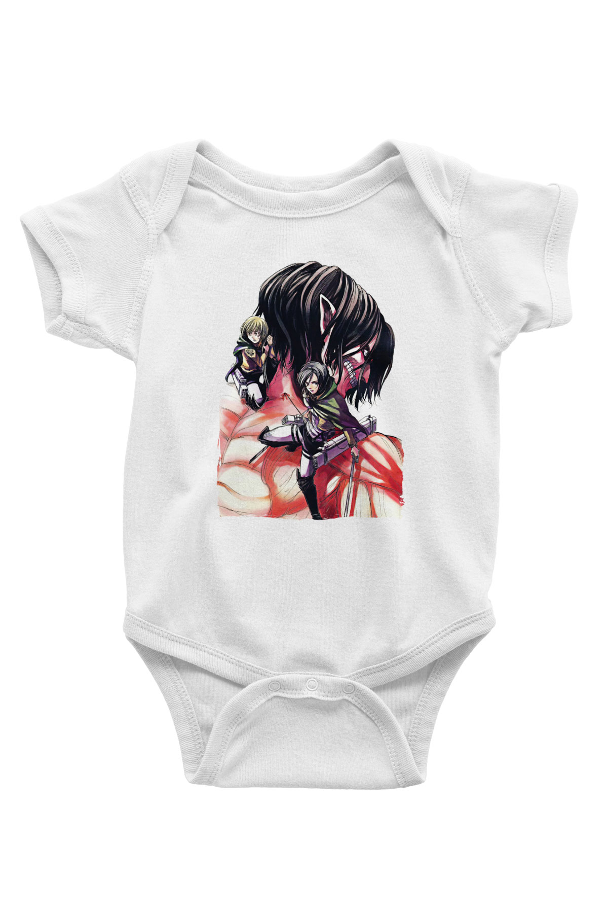 Attack On Titan Baskılı Beyaz Unisex Bebek Body - Zıbın