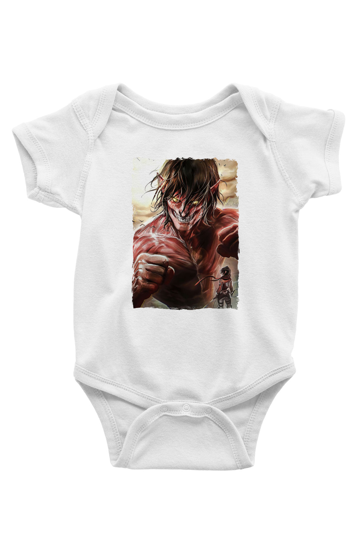 Attack On Titan Baskılı Beyaz Unisex Bebek Body - Zıbın