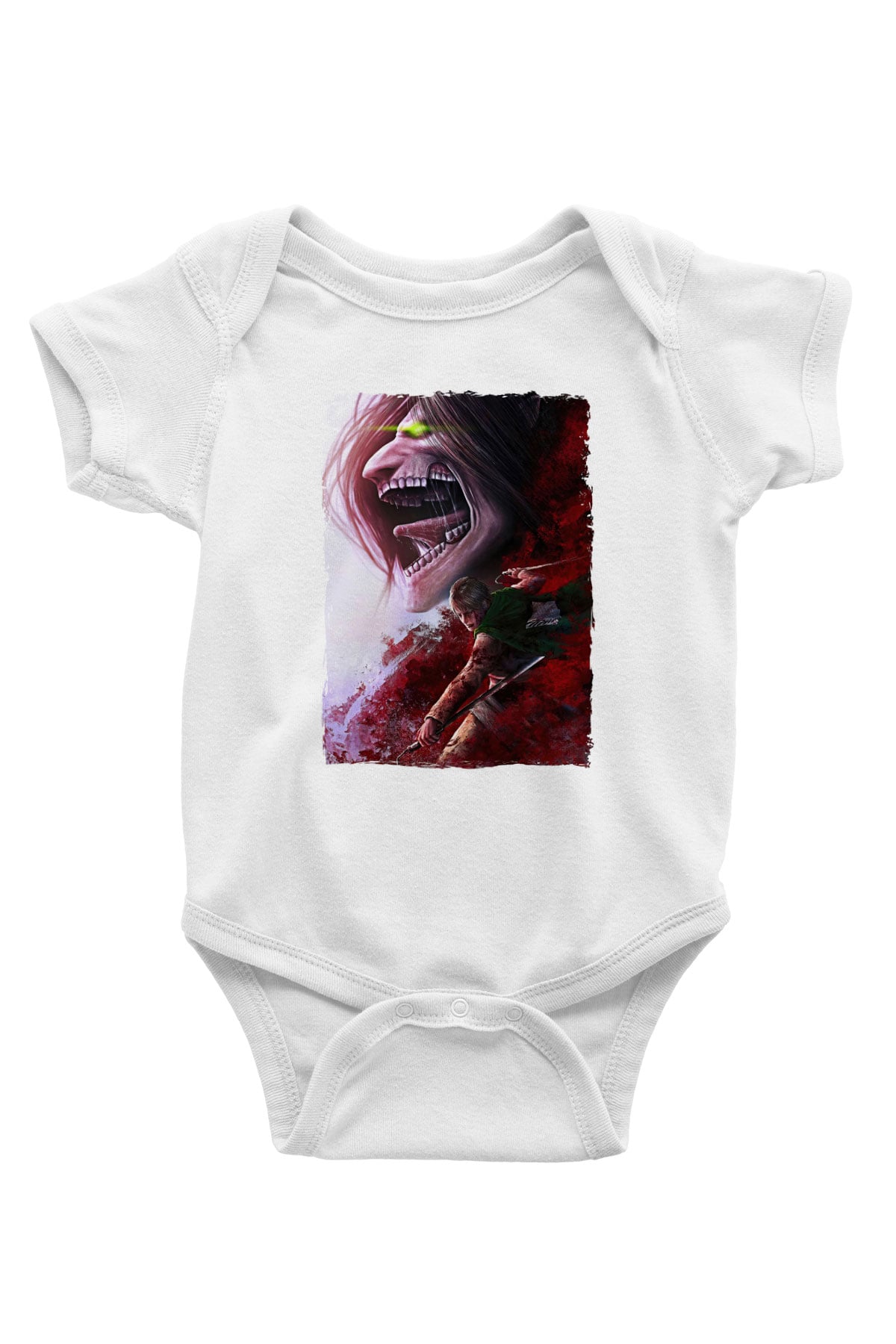Attack On Titan Baskılı Beyaz Unisex Bebek Body - Zıbın
