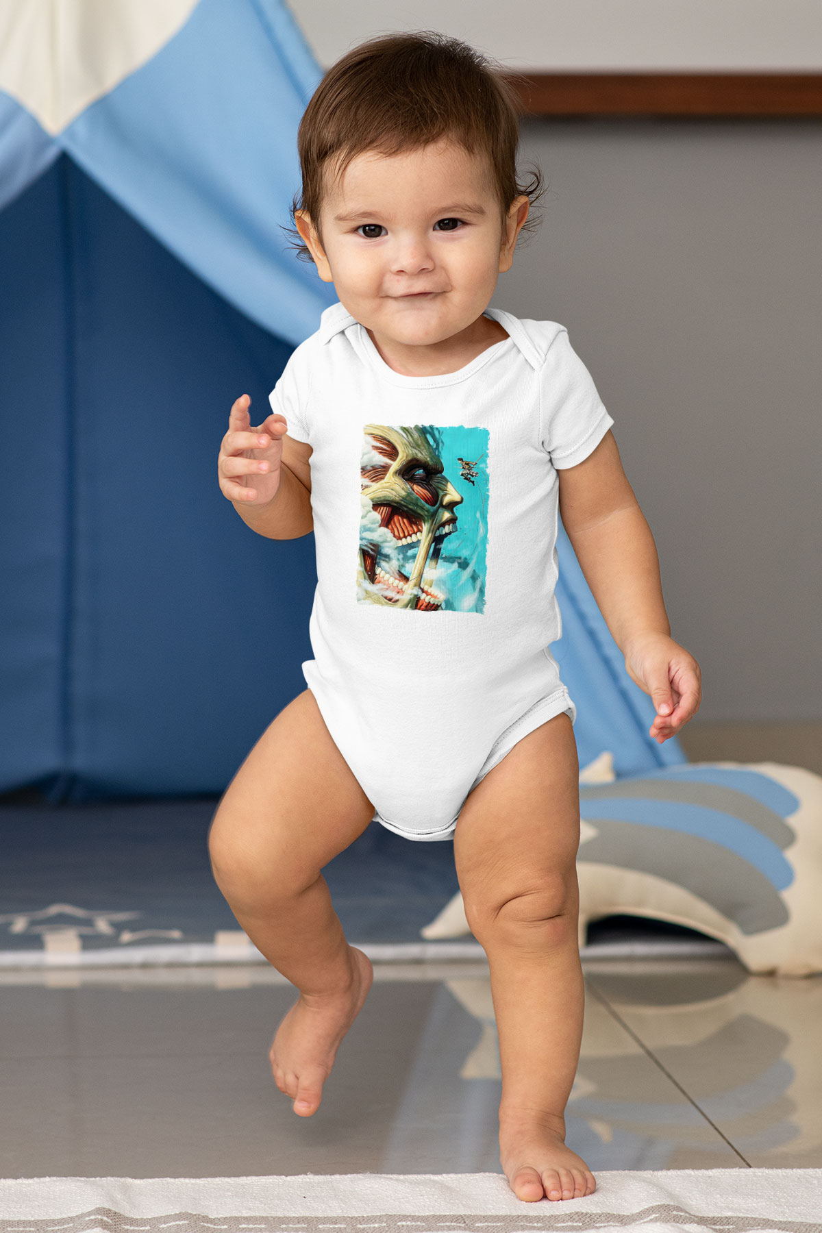 Attack On Titan Baskılı Beyaz Unisex Bebek Body - Zıbın