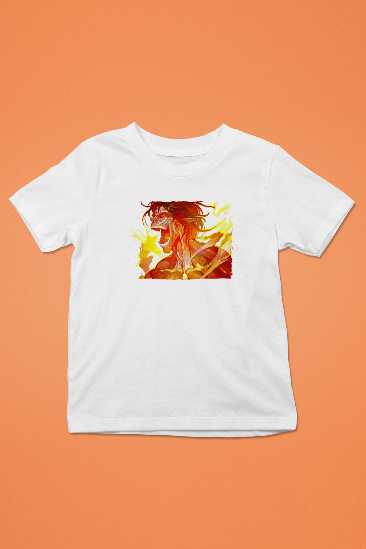 Attack On Titan Baskılı Beyaz Unisex Beyaz Çocuk Tişört - Tshirt