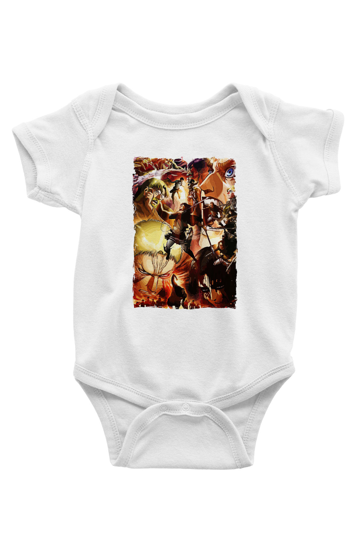 Attack On Titan Baskılı Beyaz Unisex Bebek Body - Zıbın