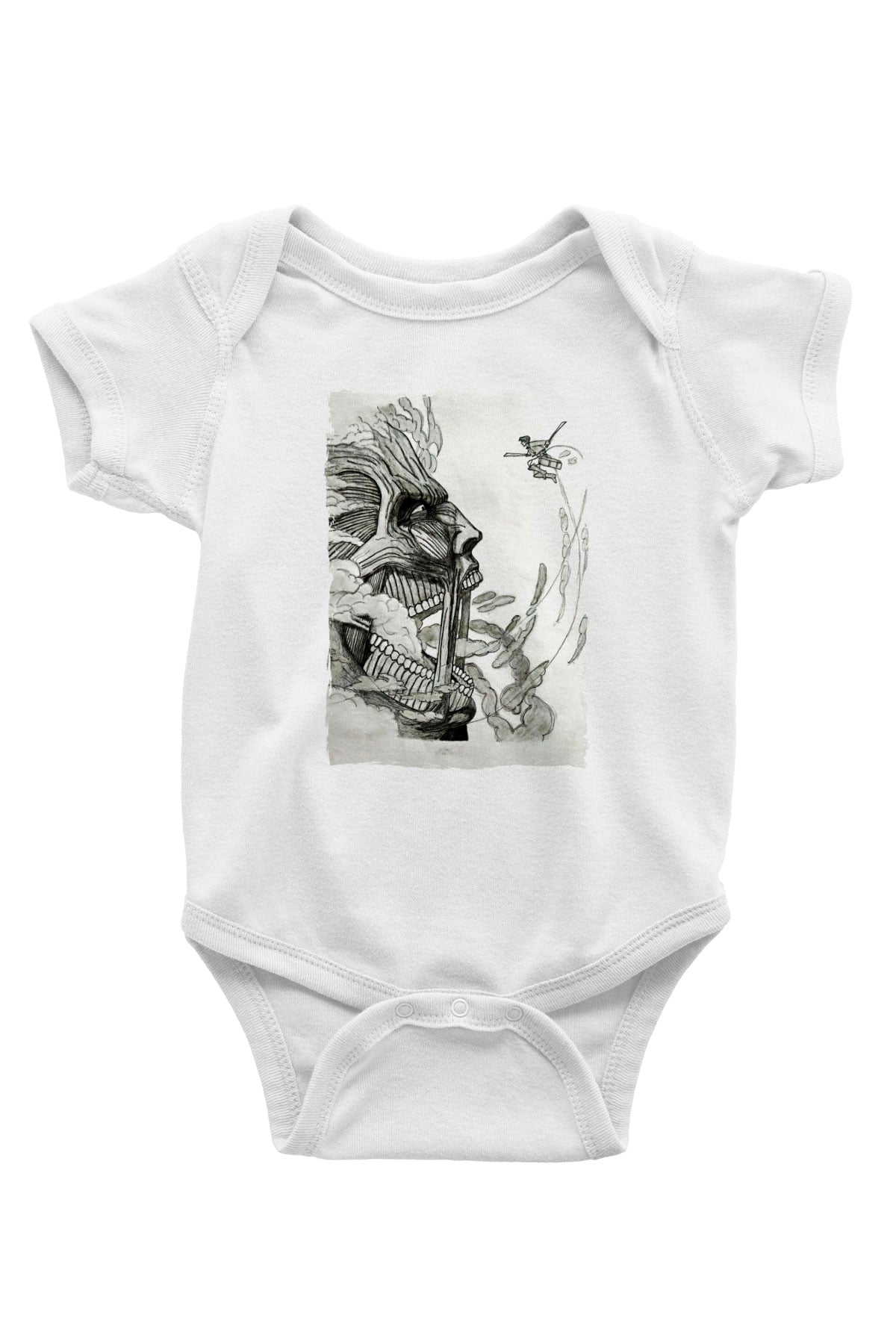 Attack On Titan Baskılı Beyaz Unisex Bebek Body - Zıbın