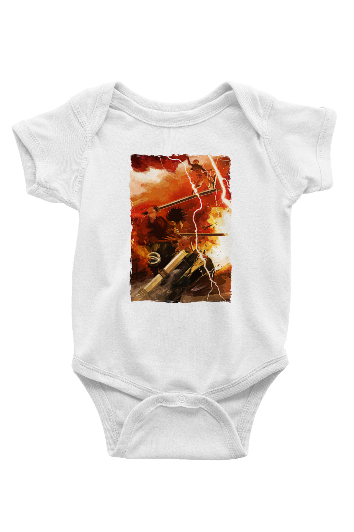 Attack On Titan Baskılı Beyaz Unisex Bebek Body - Zıbın