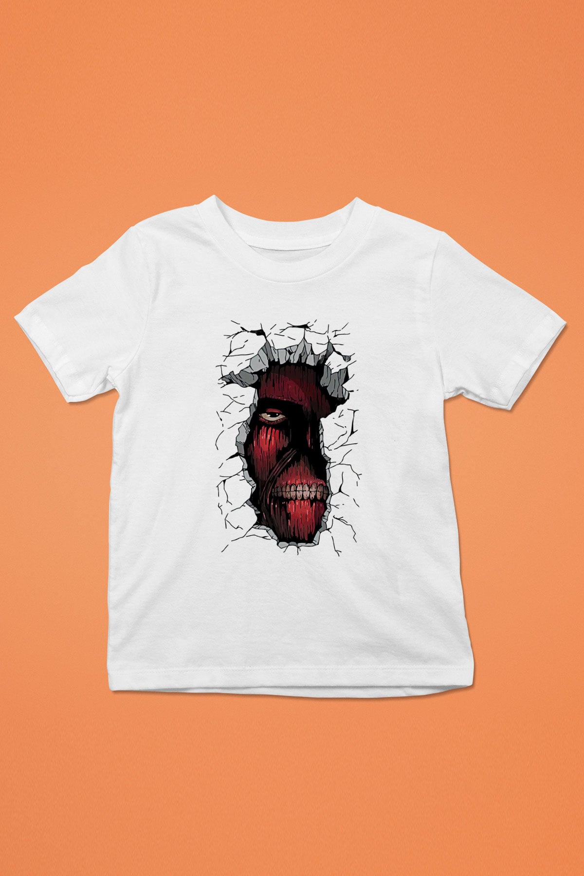 Attack On Titan Baskılı Beyaz Unisex Beyaz Çocuk Tişört - Tshirt