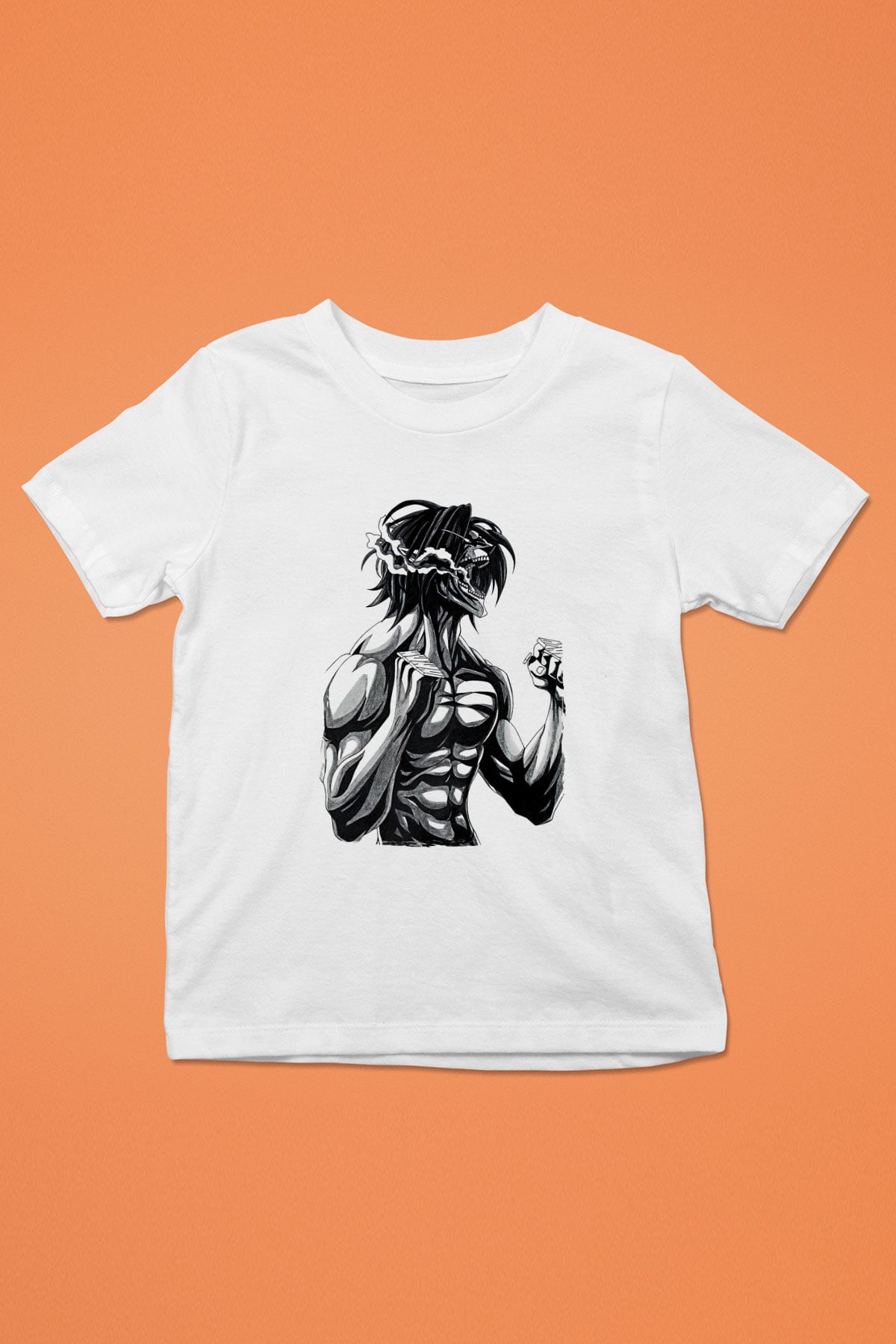 Attack On Titan Baskılı Beyaz Unisex Beyaz Çocuk Tişört - Tshirt