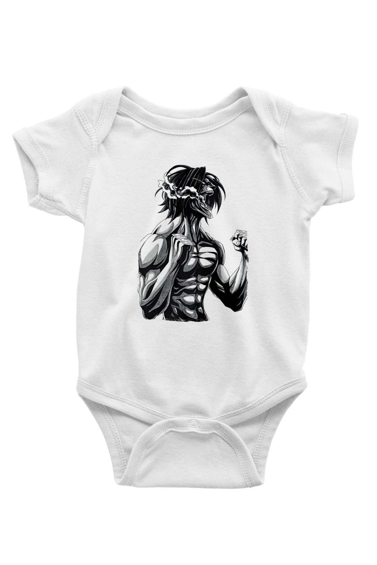 Attack On Titan Baskılı Beyaz Unisex Bebek Body - Zıbın