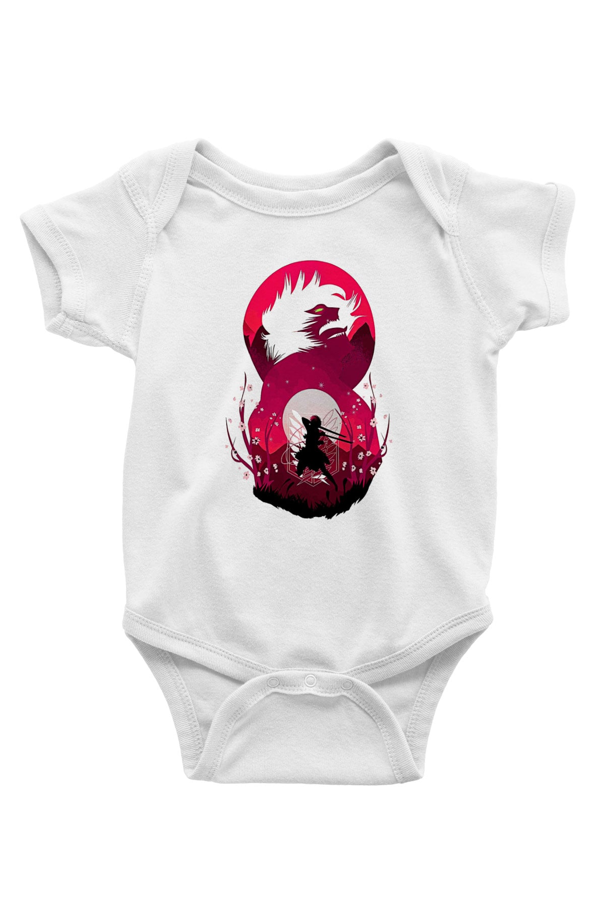 Attack On Titan Baskılı Beyaz Unisex Bebek Body - Zıbın