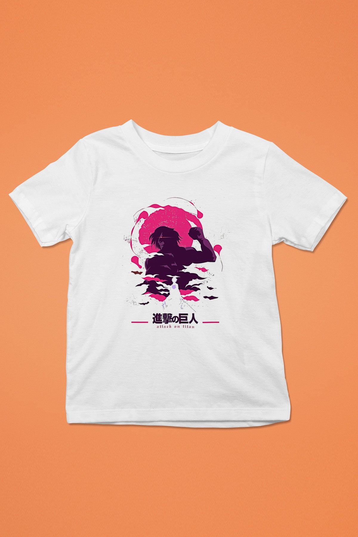 Attack On Titan Baskılı Beyaz Unisex Beyaz Çocuk Tişört - Tshirt