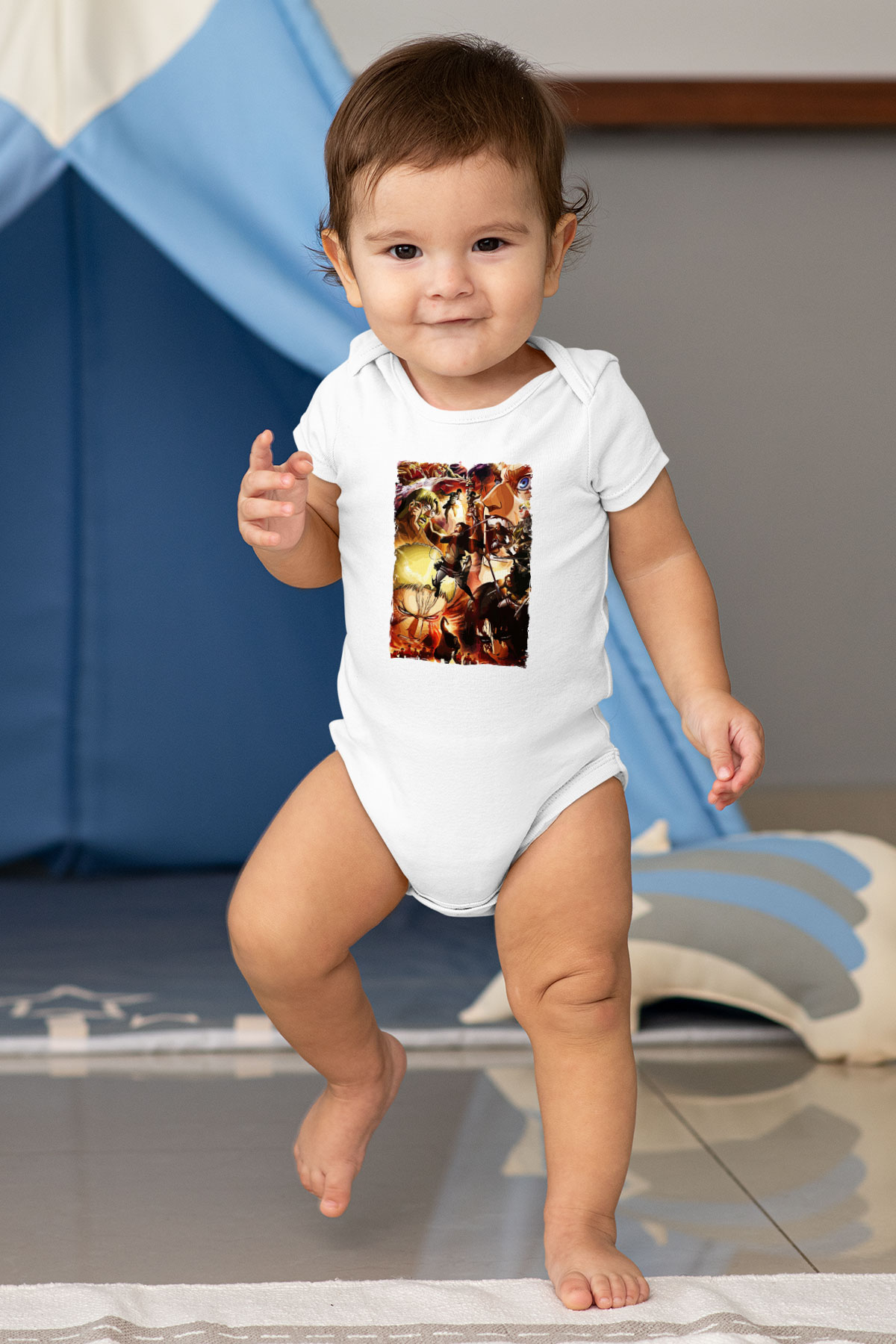 Attack On Titan Baskılı Beyaz Unisex Bebek Body - Zıbın