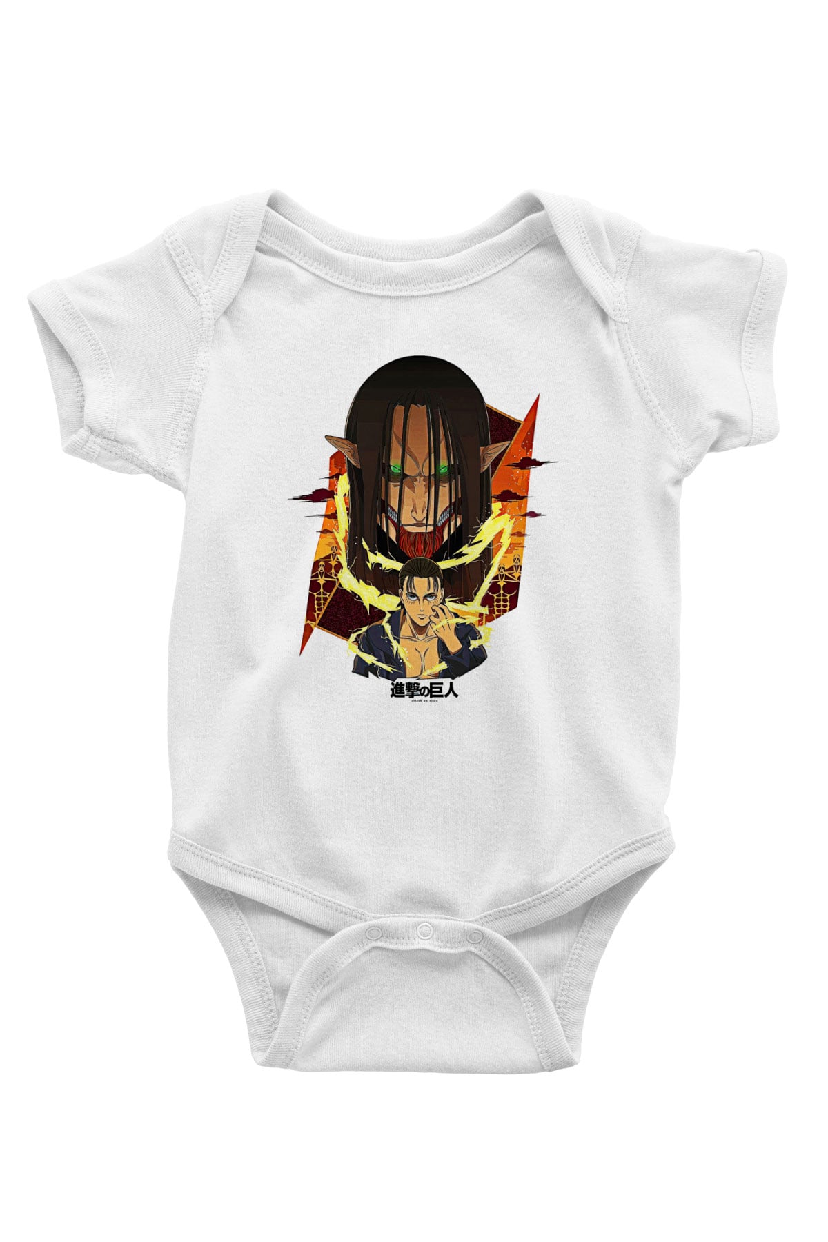 Attack On Titan Baskılı Beyaz Unisex Bebek Body - Zıbın