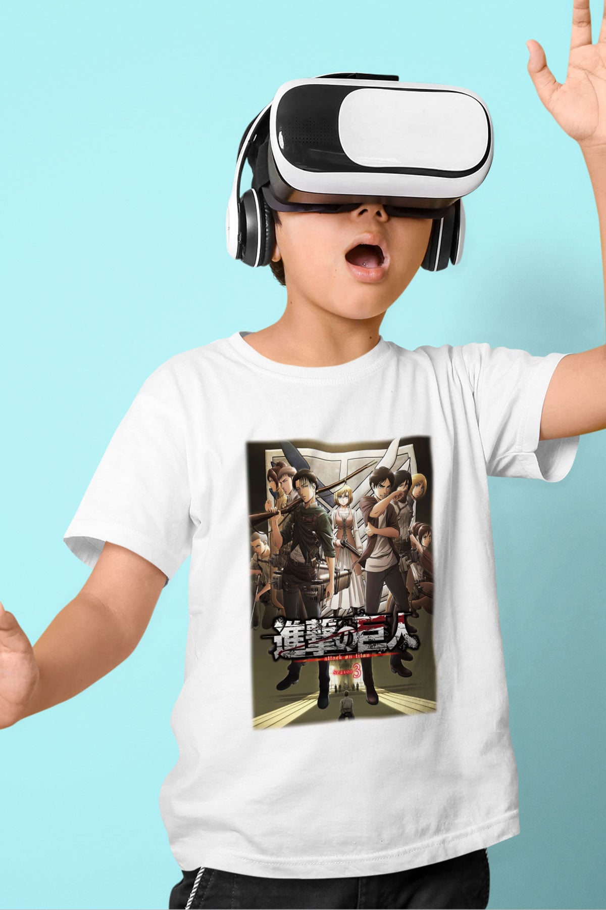 Attack on Titan Baskılı Beyaz Unisex Çocuk Tişört