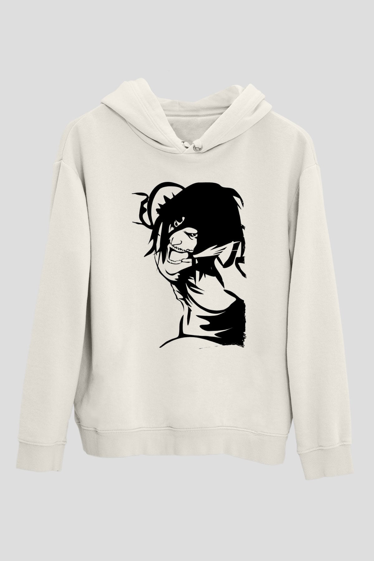 Attack On Titan Baskılı Beyaz Unisex Hoodie