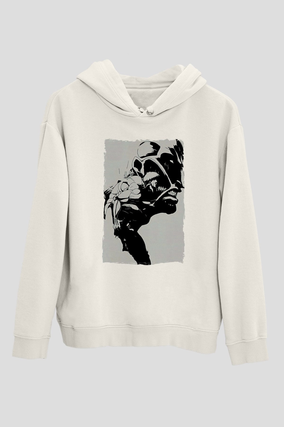 Attack On Titan Baskılı Beyaz Unisex Hoodie