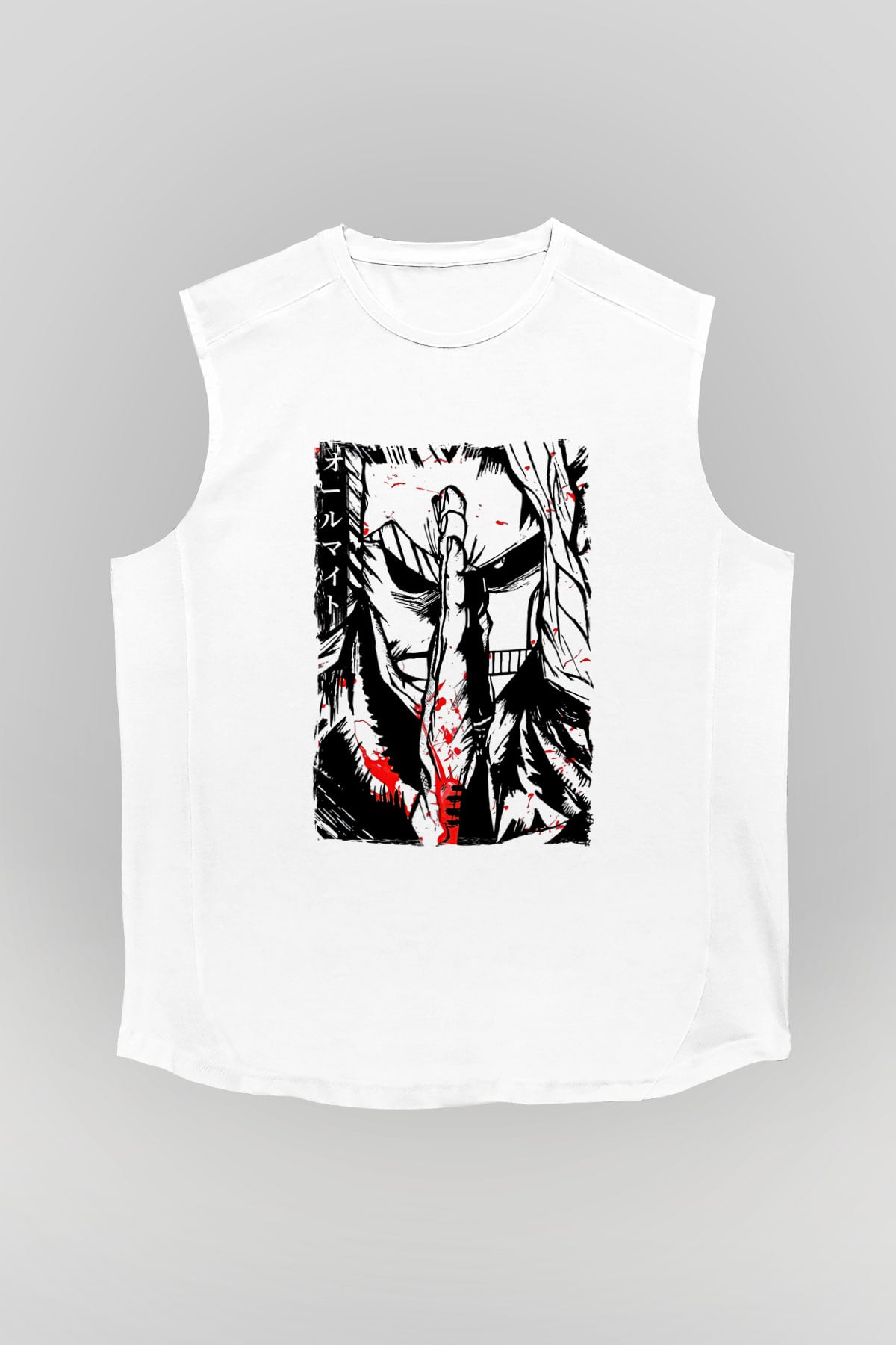 Attack On Titan Baskılı Beyaz Unisex Kolsuz Tişört - Tshirt