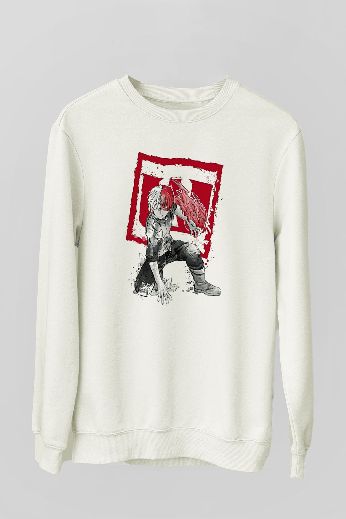 Attack On Titan Baskılı Beyaz Unisex Sweatshirt