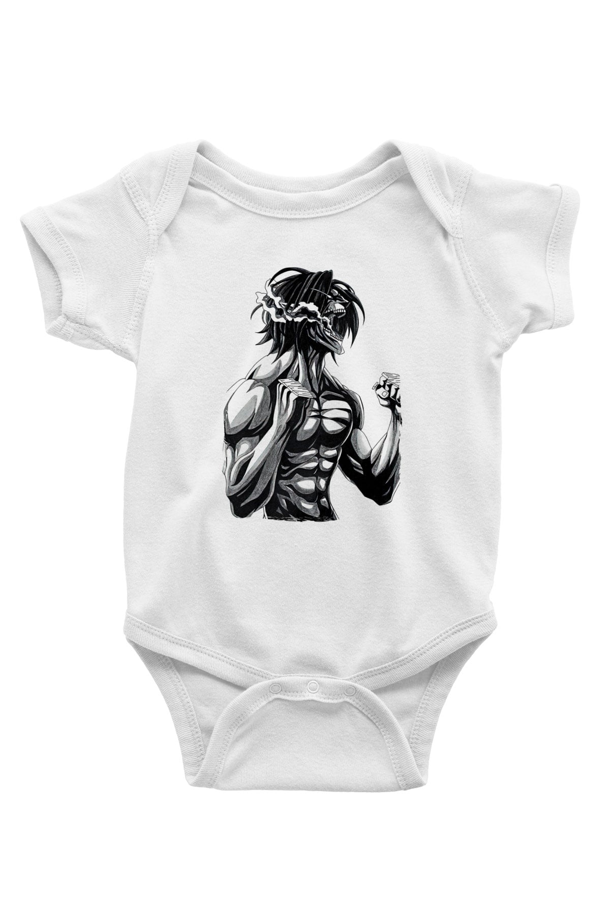 Attack On Titan Baskılı Unisex Siyah Bebek Body - Zıbın
