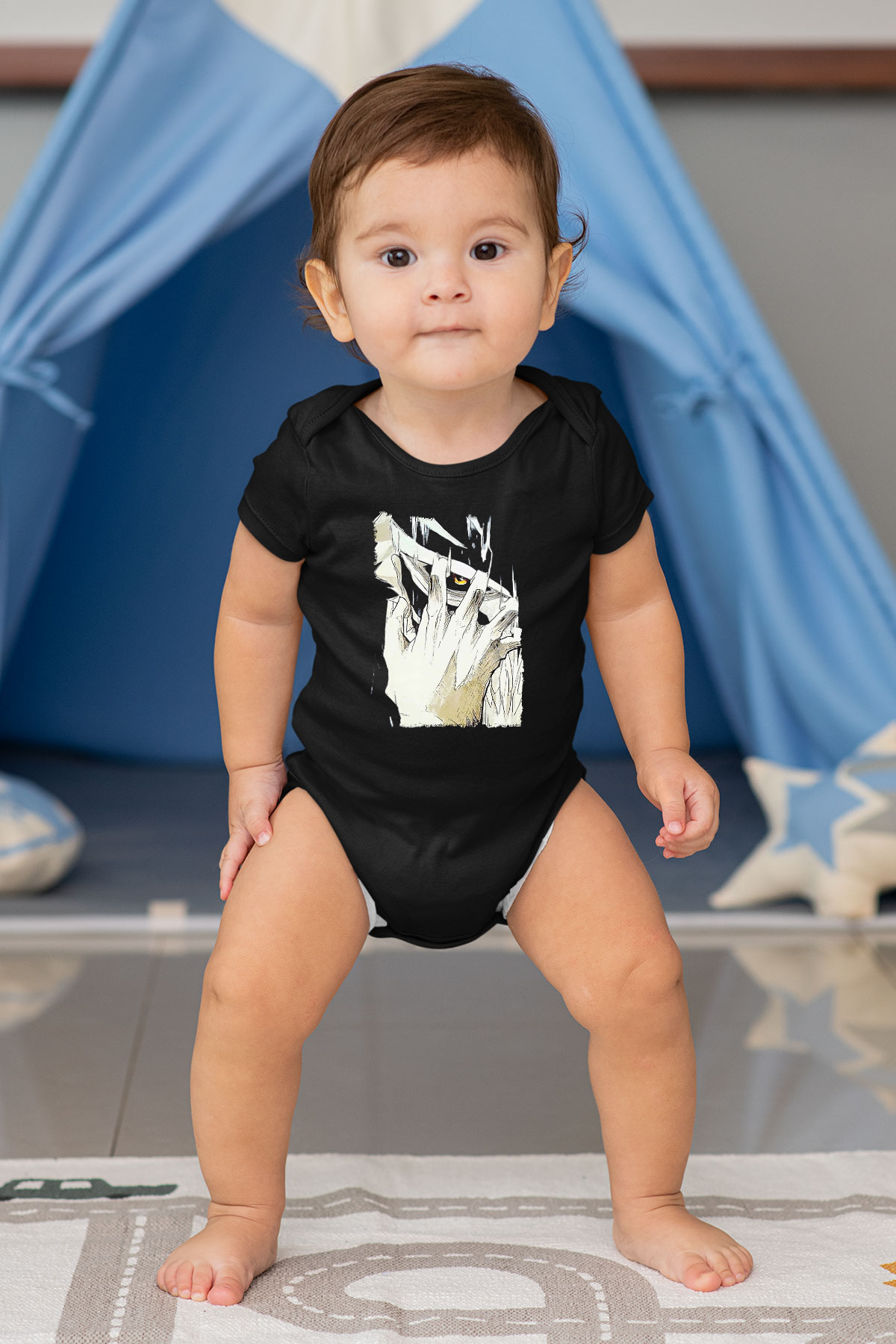 Attack On Titan Baskılı Unisex Siyah Bebek Body - Zıbın