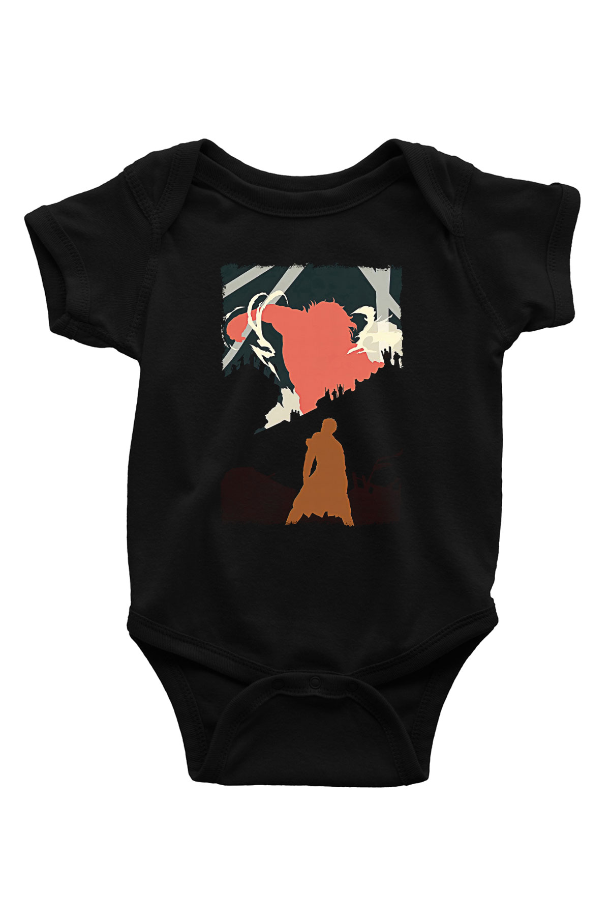 Attack On Titan Baskılı Unisex Siyah Bebek Body - Zıbın