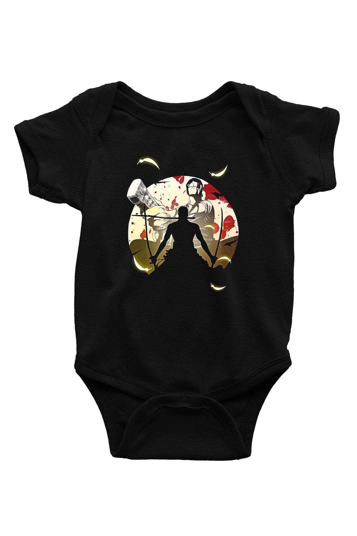 Attack On Titan Baskılı Unisex Siyah Bebek Body - Zıbın