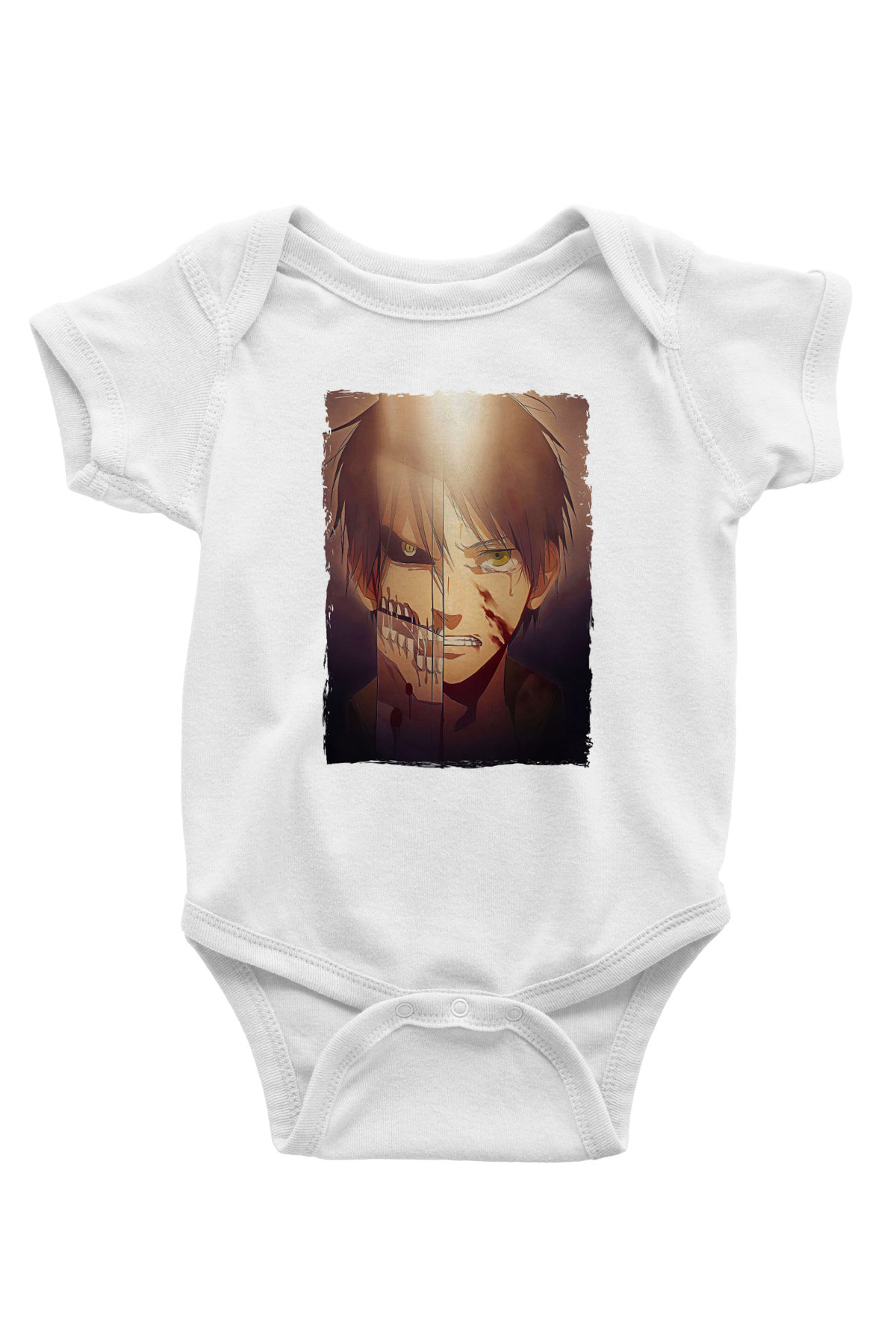 Attack On Titan Baskılı Unisex Siyah Bebek Body - Zıbın