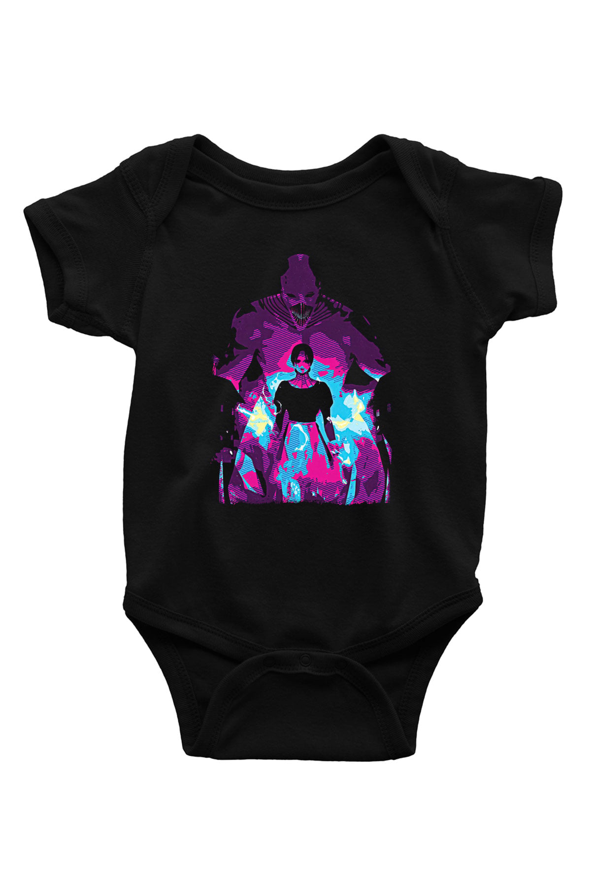 Attack On Titan Baskılı Unisex Siyah Bebek Body - Zıbın