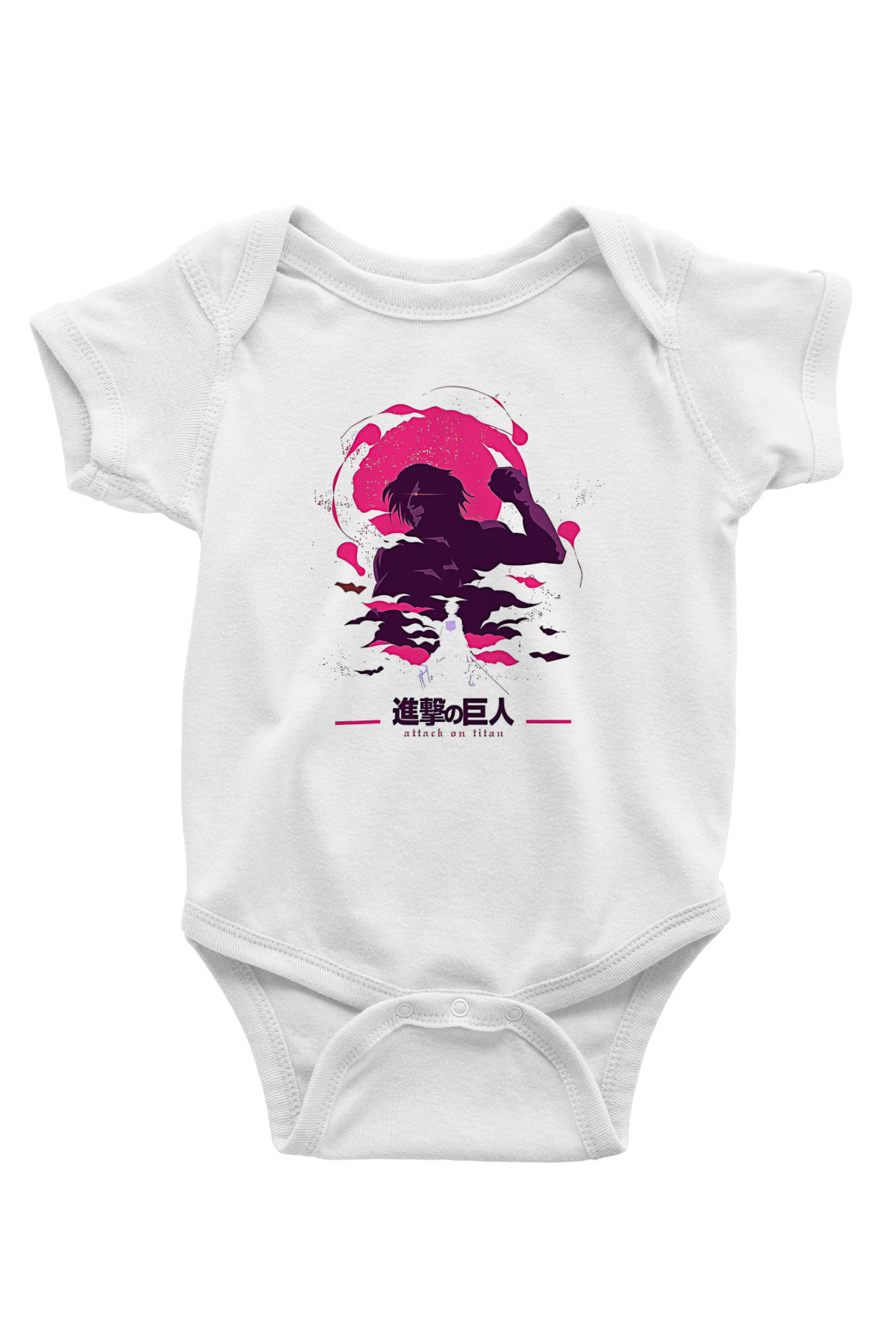 Attack On Titan Baskılı Unisex Siyah Bebek Body - Zıbın
