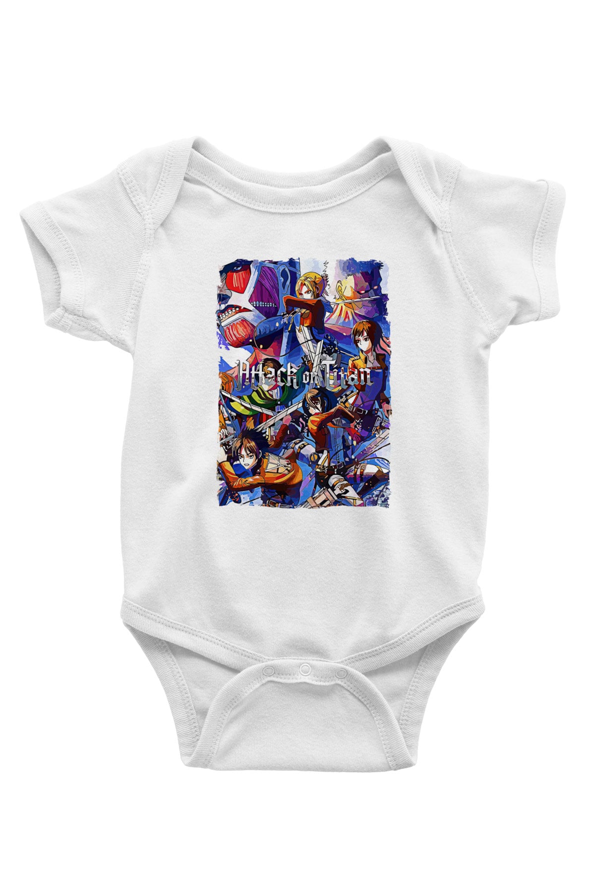 Attack On Titan Baskılı Unisex Siyah Bebek Body - Zıbın