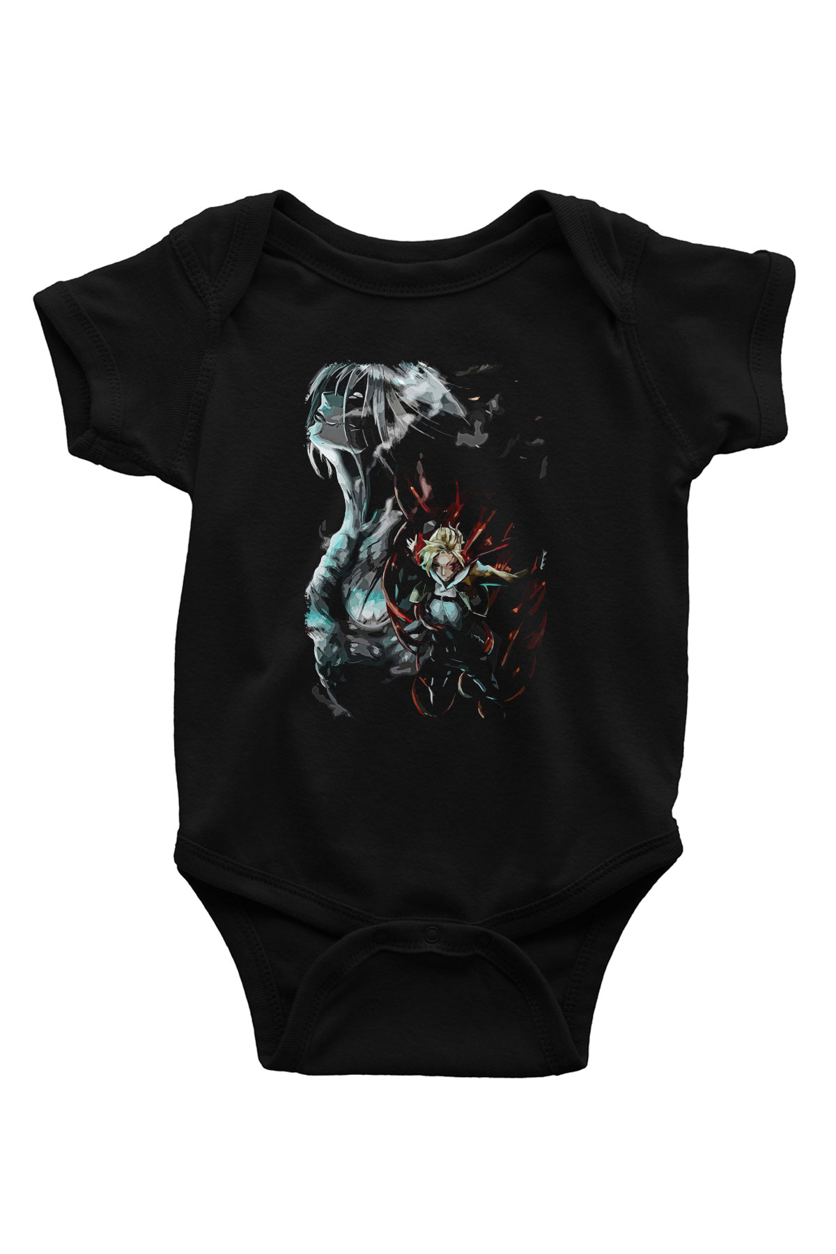 Attack On Titan Baskılı Unisex Siyah Bebek Body - Zıbın